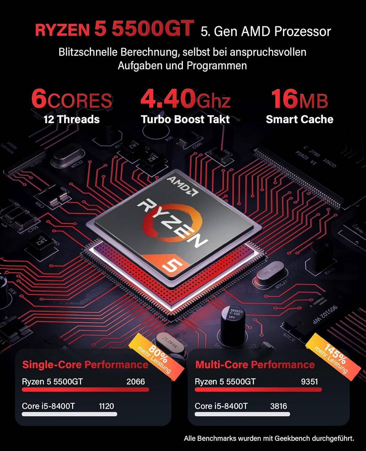 Greed - Desktop PC - Office GT | AMD Ryzen 5 5500GT | Computer für Büro | 16GB RAM | 1TB SSD | WLAN | Win 11 Pro-1