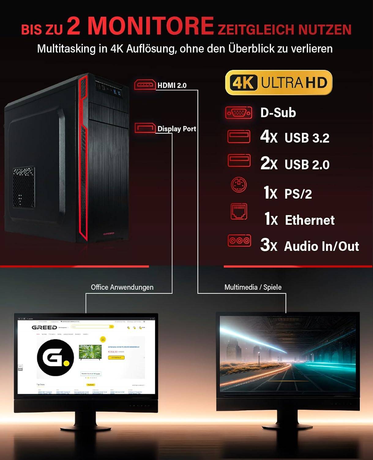 Greed - Desktop PC - Office GT | AMD Ryzen 5 5500GT | Computer für Büro | 16GB RAM | 1TB SSD | WLAN | Win 11 Pro-2