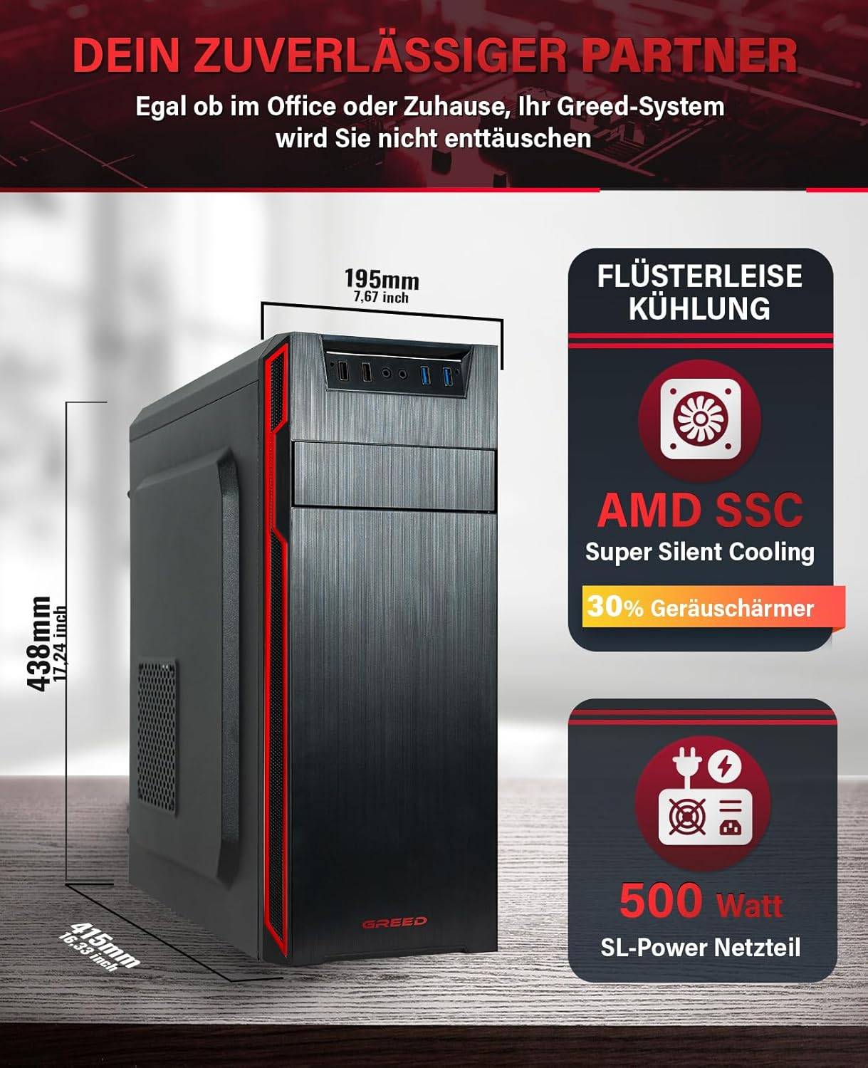 Greed - Desktop PC - Office GT | AMD Ryzen 5 5500GT | Computer für Büro | 16GB RAM | 1TB SSD | WLAN | Win 11 Pro-4
