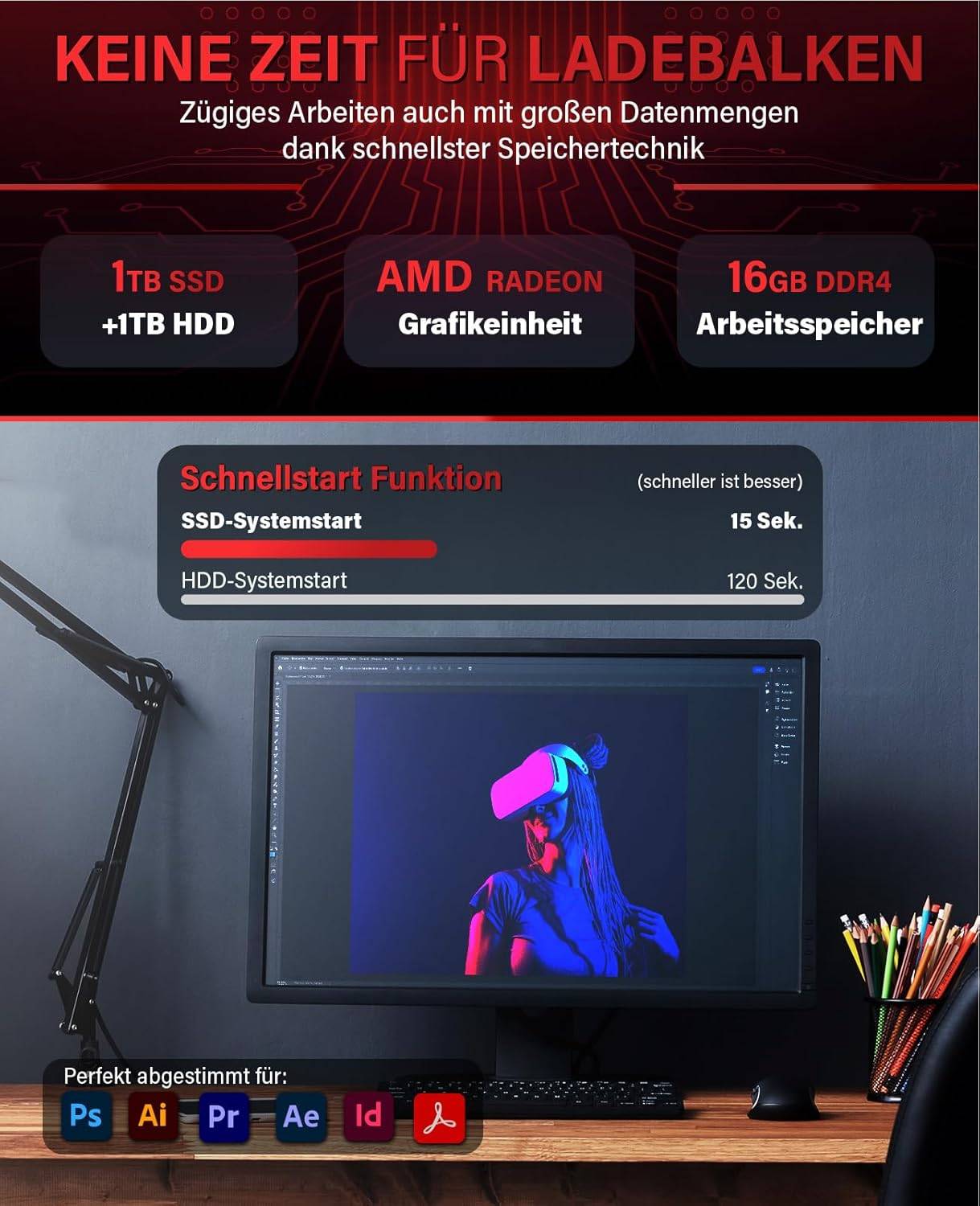 Greed - Desktop PC - Ultra V2 | AMD Ryzen 7 5700G | Computer für Büro | 16GB RAM | 1TB SSD | 1TB HDD | WLAN | Win 11 Pro-4