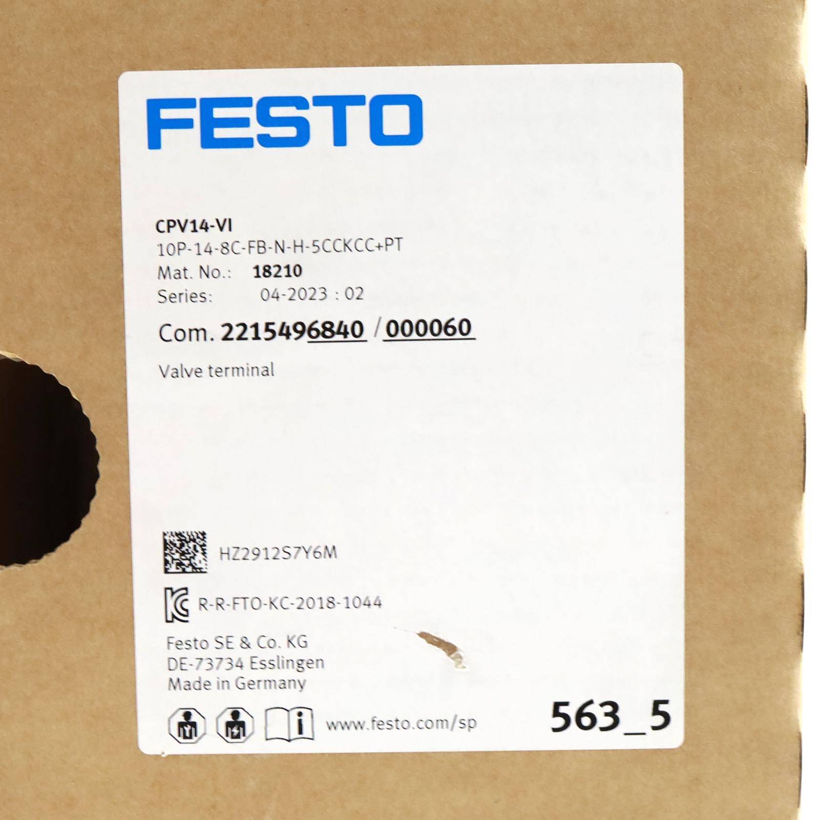 Festo Ventilinsel CPV14-VI 10P-14-8C-FB-N-H-5CCKCC+PT 18210 OVP-1