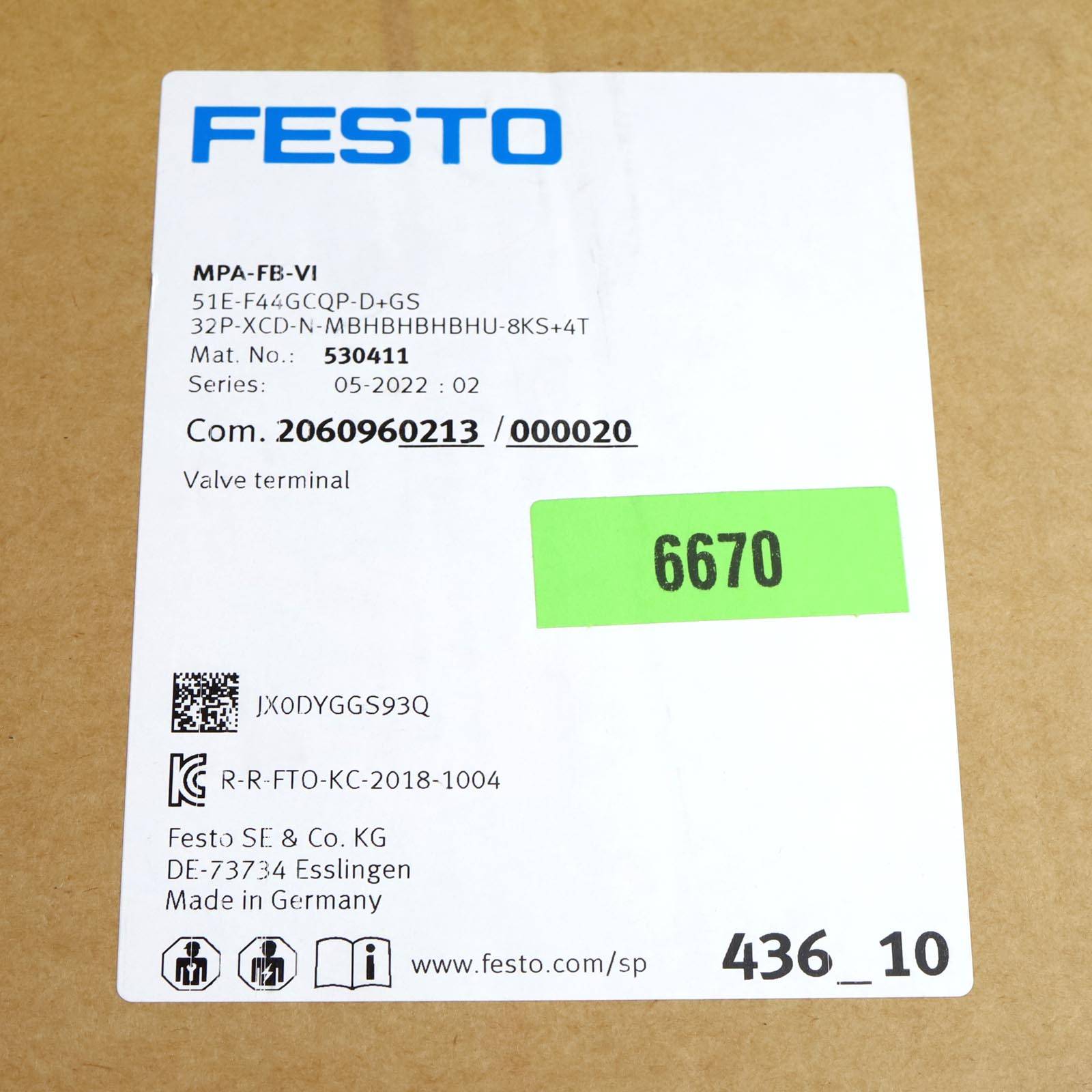Festo Ventilinsel 51E-F44GCQP-D+GS 32P-XCD-N-MBHBHBHBHU-8KS+4T 530411 OVP-1