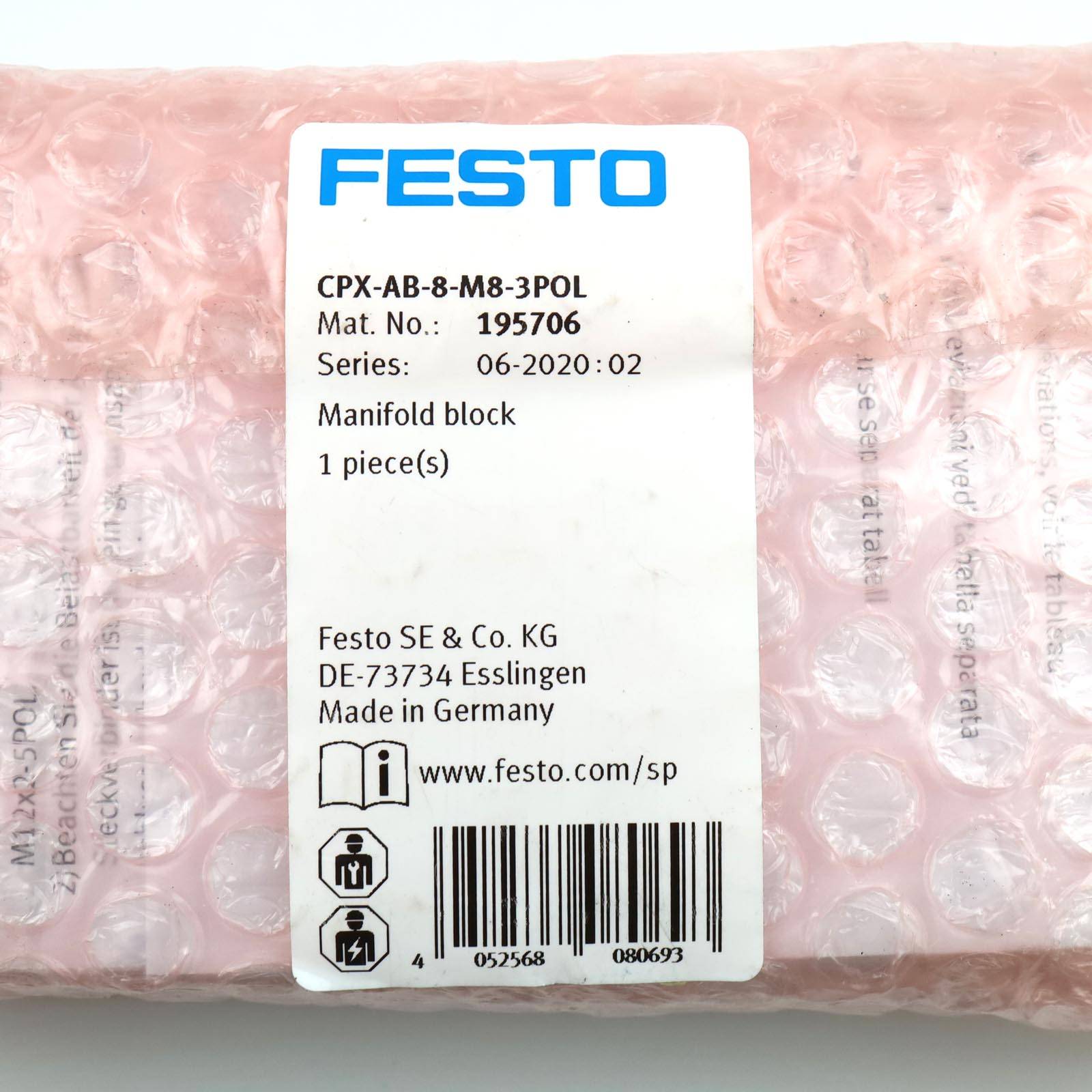 Festo Anschlussblock CPX-AB-8-M8-3POL 195706 OVP-1