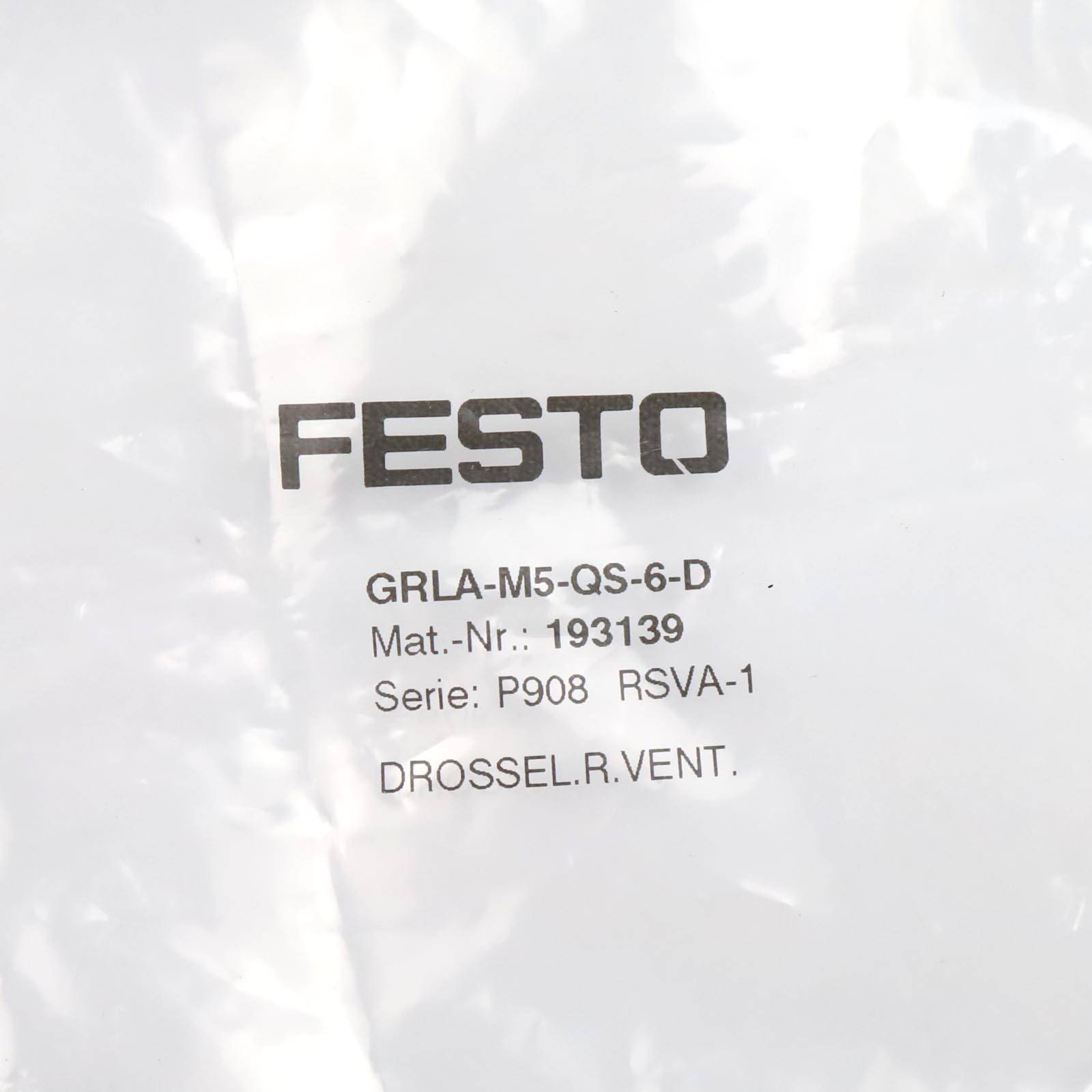 Festo Drossel-Rückschlagventil GRLA-M5-QS-6-D 193139 OVP-1