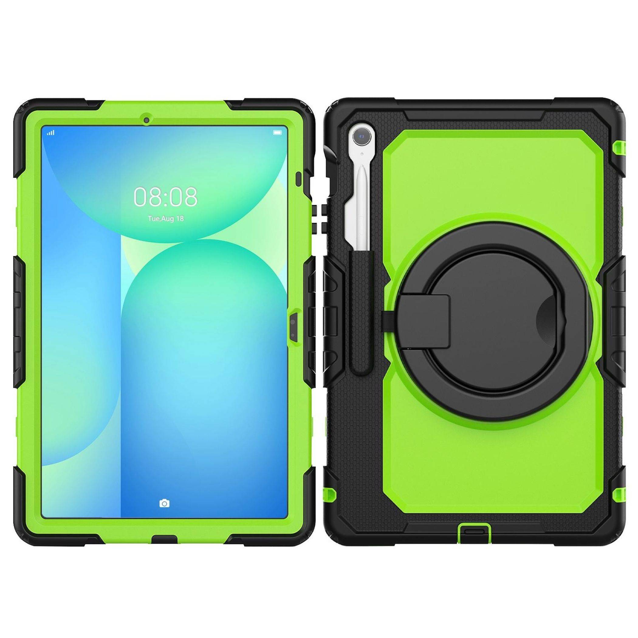Für Samsung Galaxy Tab S10 FE Plus Griff & Schultergurt Hülle Grün-1