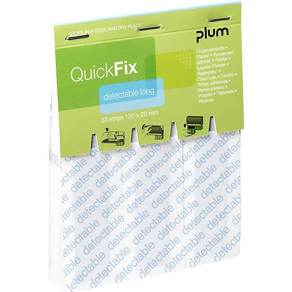Pflaster-Nachfüllpackung QuickFix Detectable Long VE 6 à 30 Stk HxB 120 x 20 mm. 86026149 860261 49