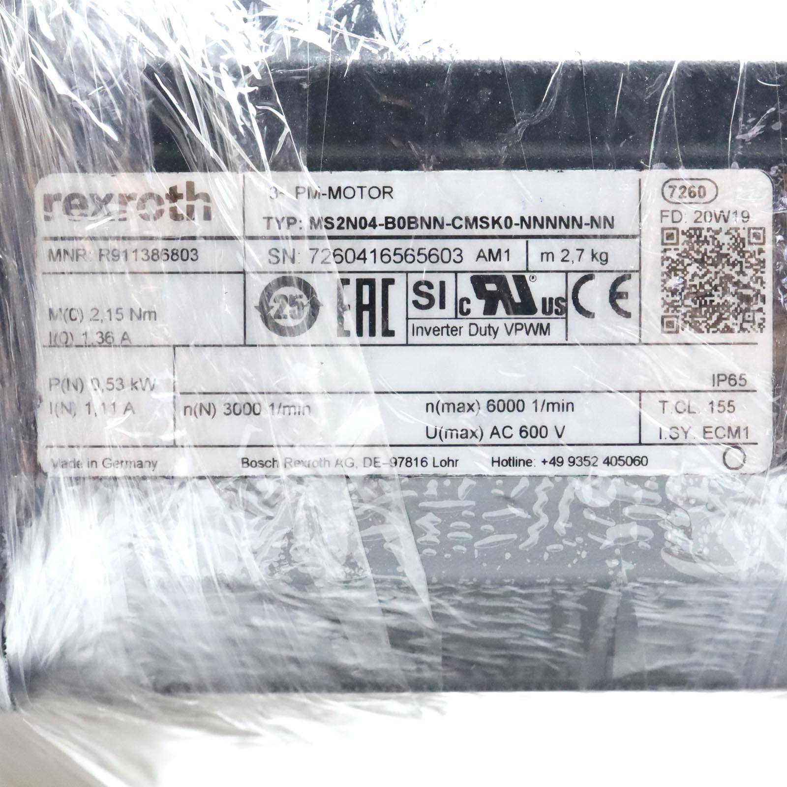 Rexroth Servomotor MS2N04-B0BNN-CMSK0-NNNNN-NN R911386803 OVP-1