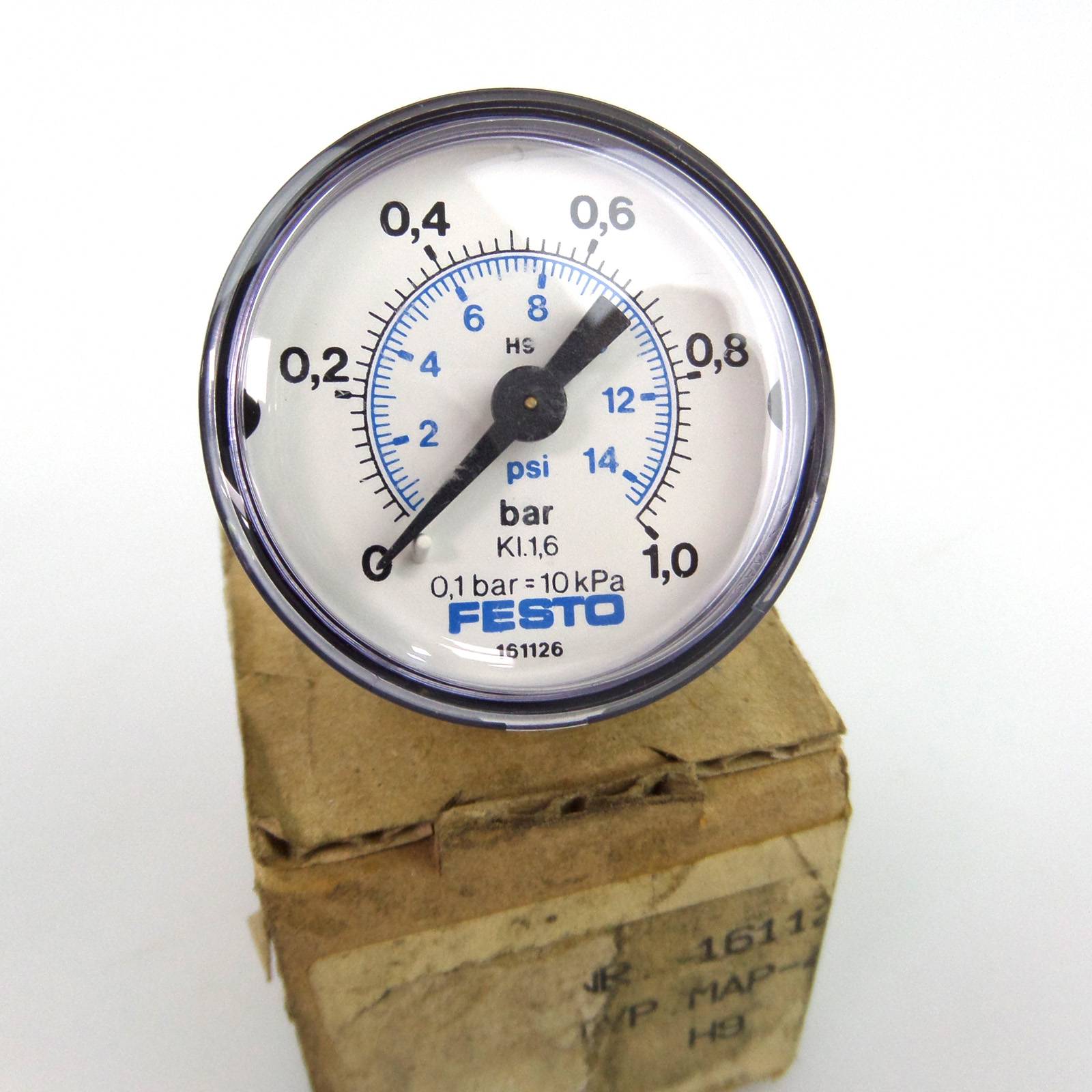Festo Präzisionsmanometer MAP-40-1-1/8-EN 161126 0-1bar OVP-1