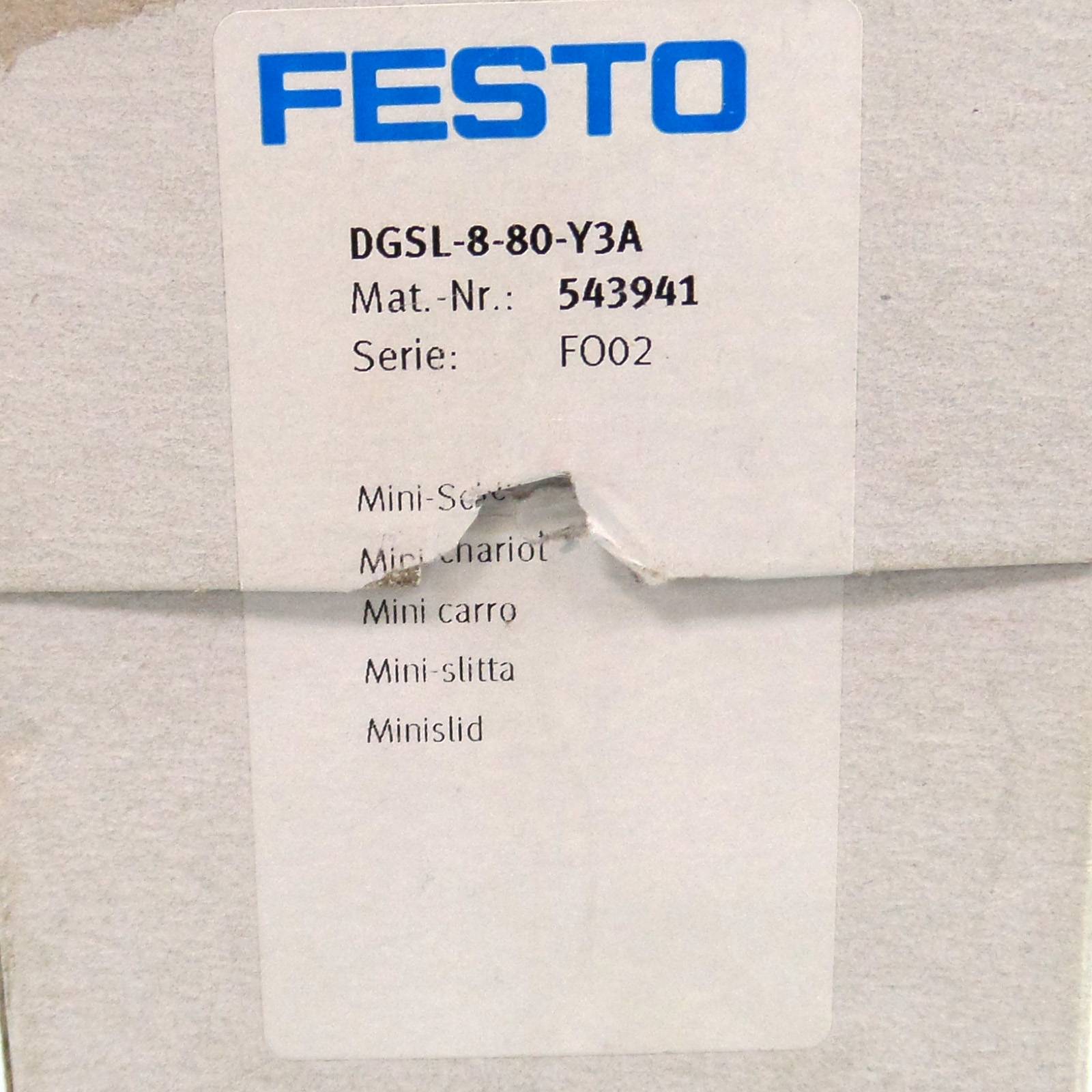 Festo Mini-Schlitten DGSL-8-80-Y3A 543941 OVP-2