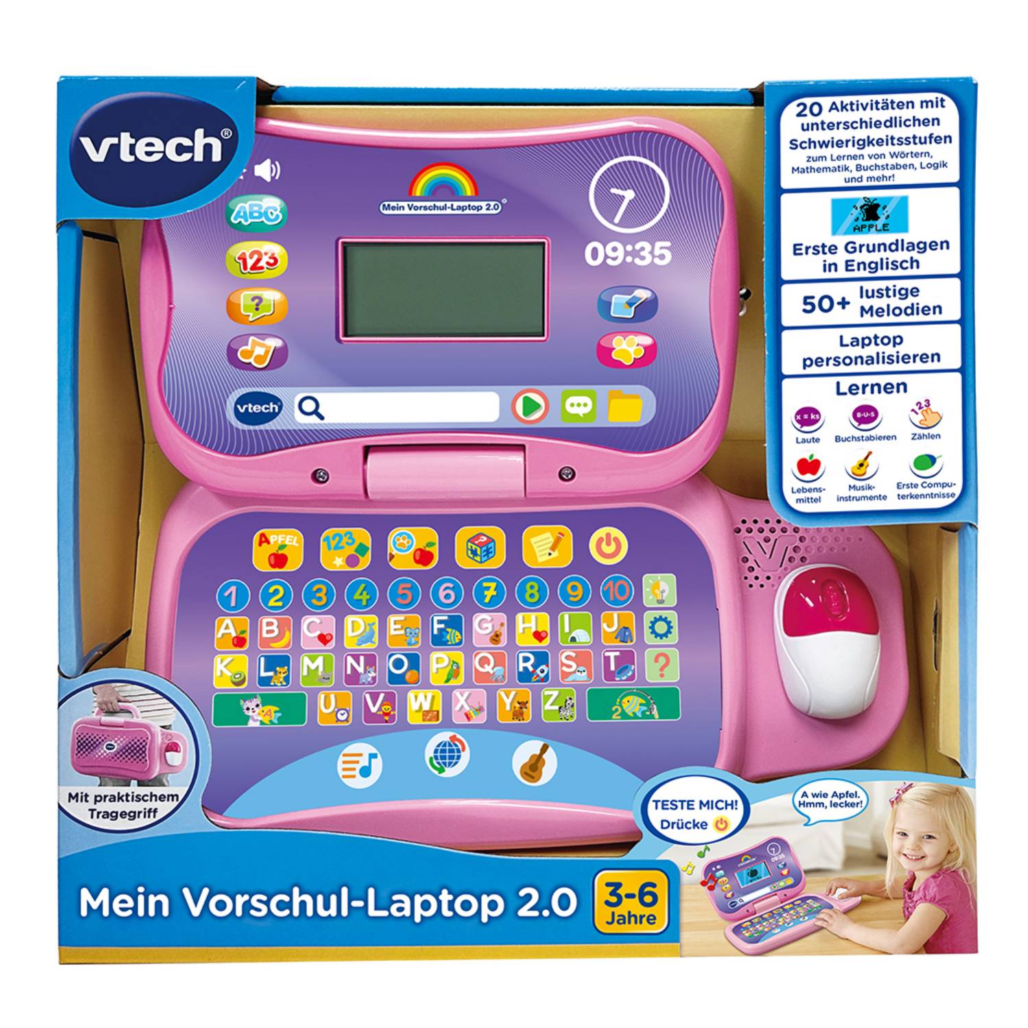 VTech Mein Vorschul-Laptop 2.0 pink, Kinder-Laptop, 3 Jahr(e), 620 g, Pink
