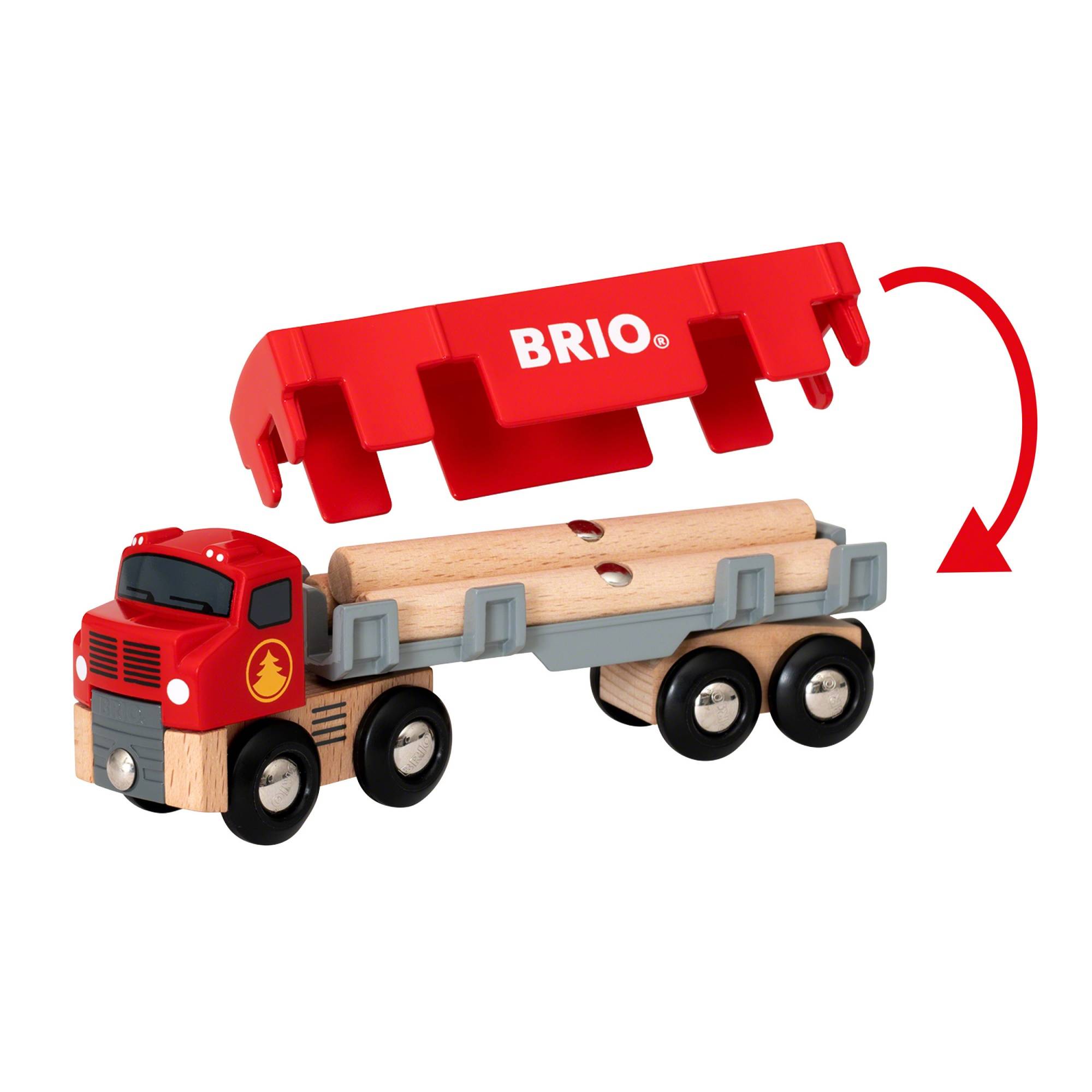 BRIO Holztransporter mit Magnetladung, Holz-LKW-Modell, 0,3 Jahr(e), Rot, Holz-1