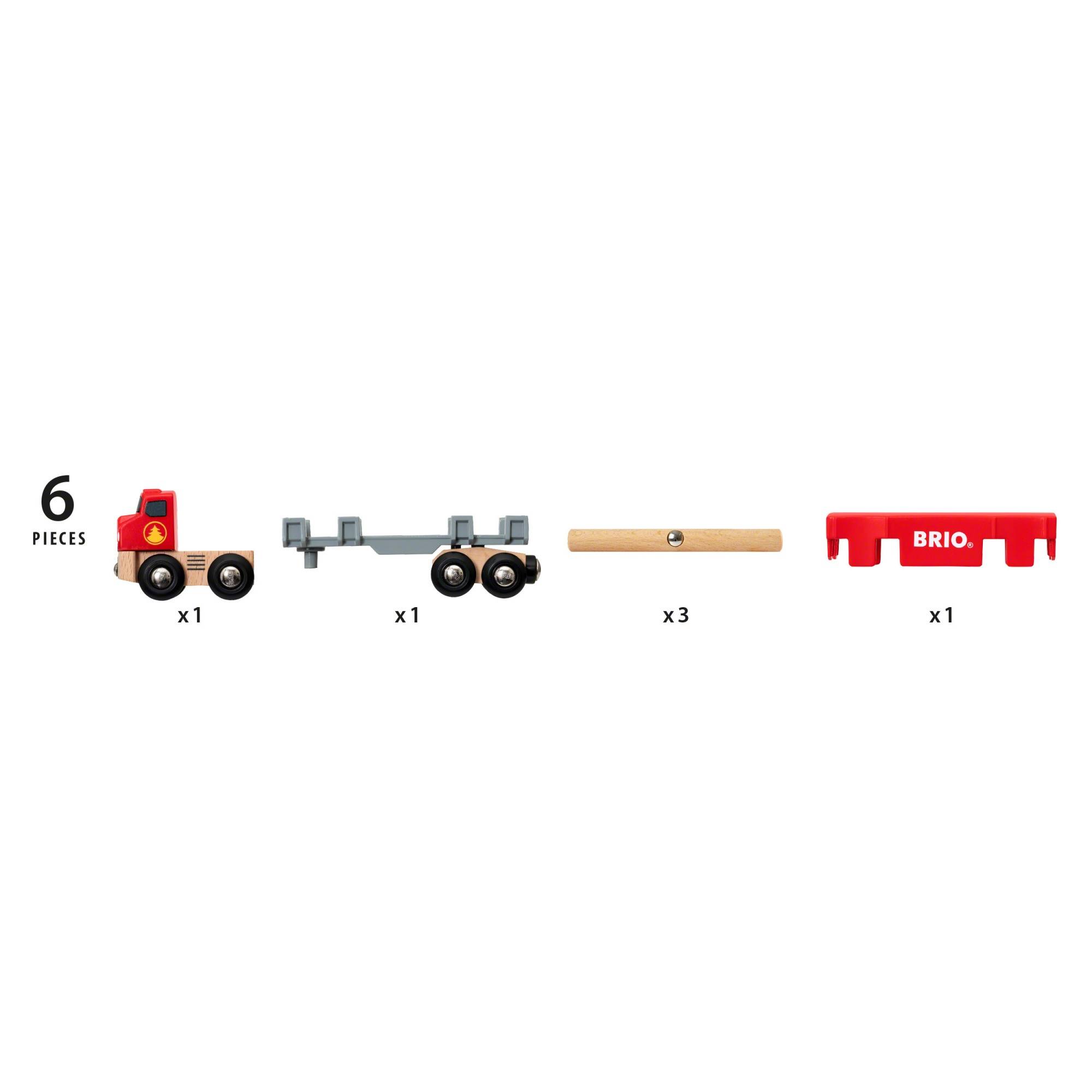 BRIO Holztransporter mit Magnetladung, Holz-LKW-Modell, 0,3 Jahr(e), Rot, Holz-2