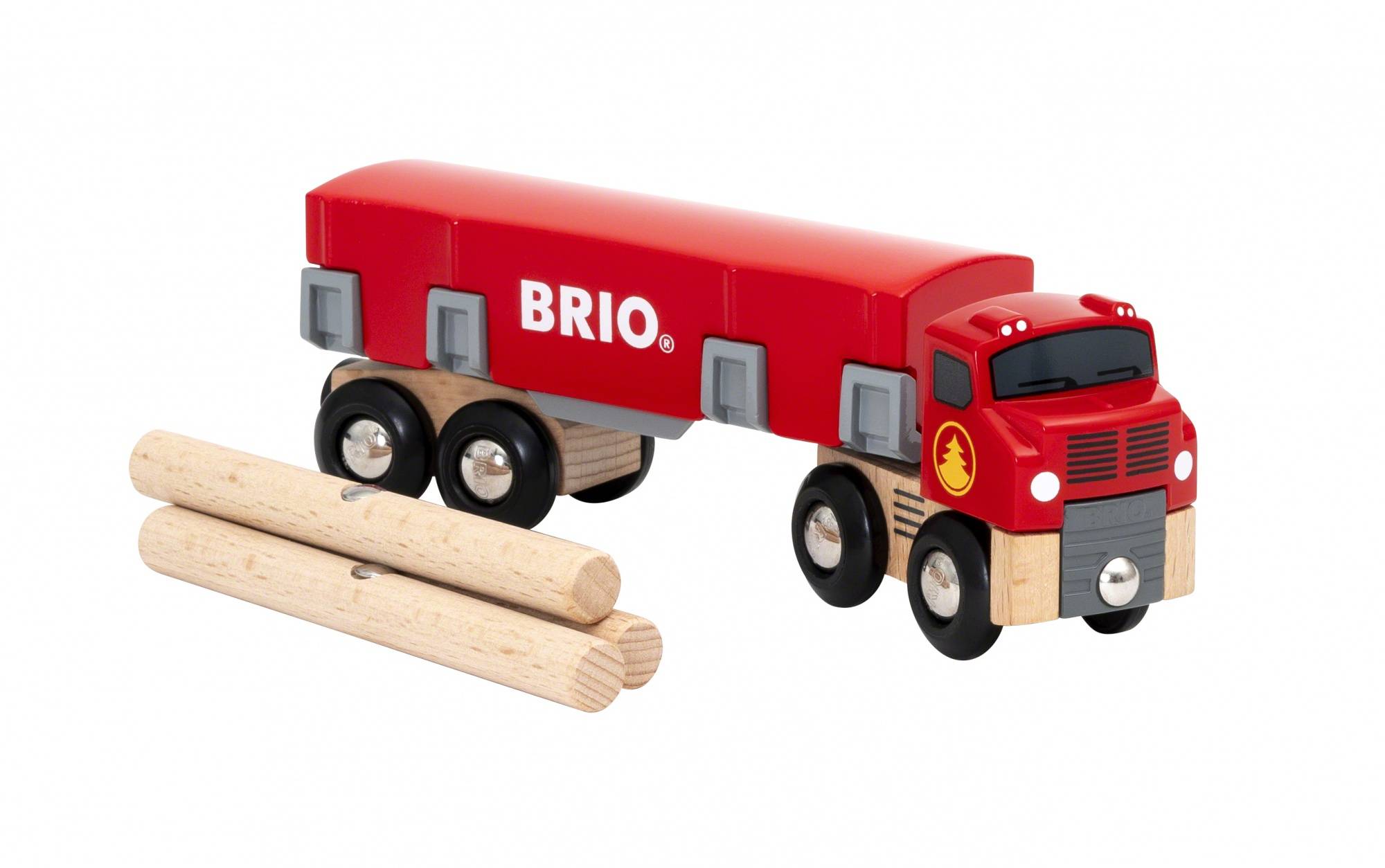 BRIO Holztransporter mit Magnetladung, Holz-LKW-Modell, 0,3 Jahr(e), Rot, Holz-4