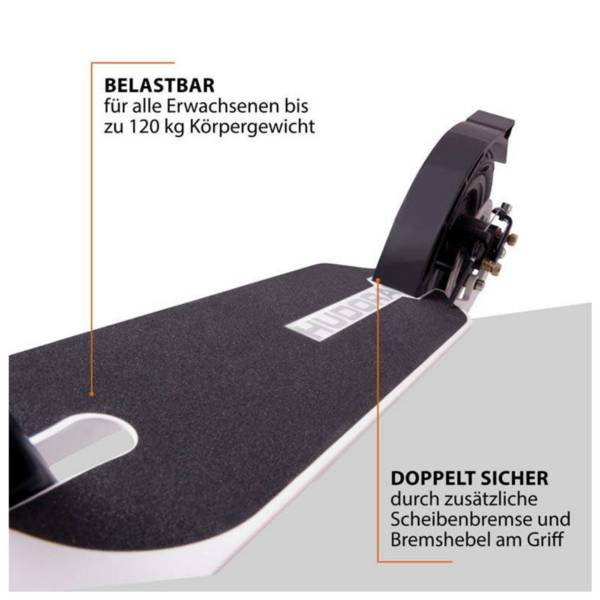 HUDORA BigWheel Air 230 Dual Brake, Universal, Klassischer Roller, Beide Geschlechter, 120 kg, 2 Rad/Räder, Schwarz, Wei
