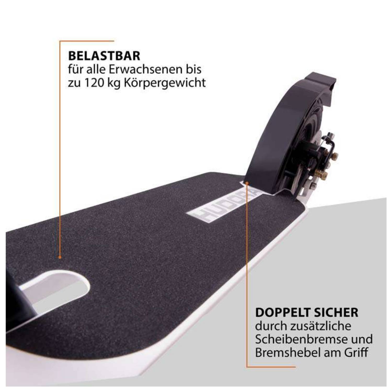 HUDORA BigWheel Air 230 Dual Brake, Universal, Klassischer Roller, Beide Geschlechter, 120 kg, 2 Rad/Räder, Schwarz, Wei-0