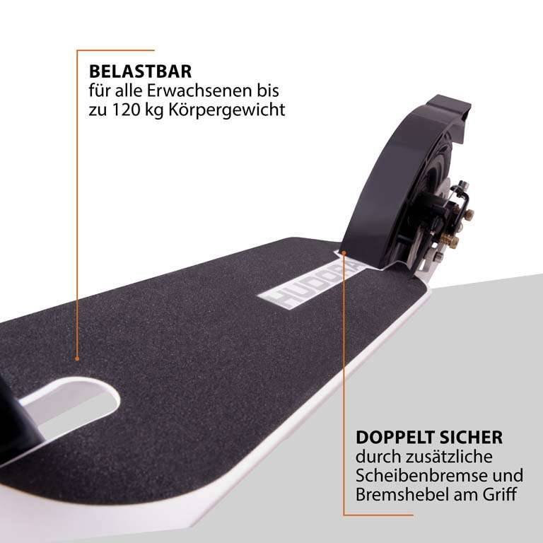 HUDORA BigWheel Air 230 Dual Brake, Universal, Klassischer Roller, Beide Geschlechter, 120 kg, 2 Rad/Räder, Schwarz, Wei-3