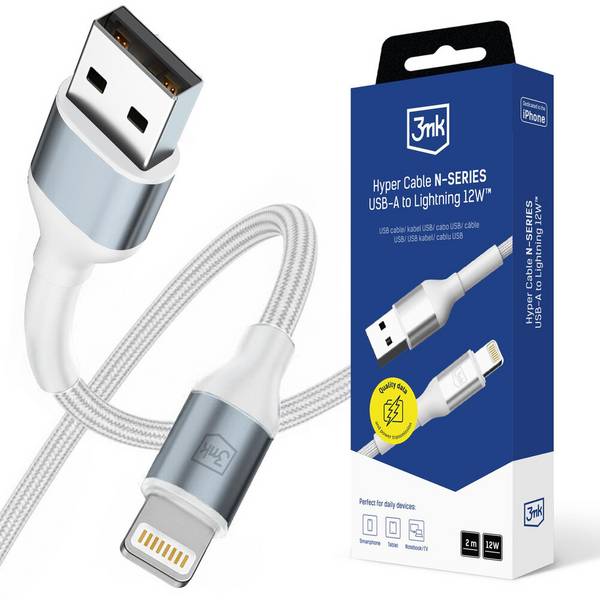 3mk 3mk Cable 3mk Hyper Cable N-SERIE USB-A / Lightning 2m 5V/2,4A 12W / weiß