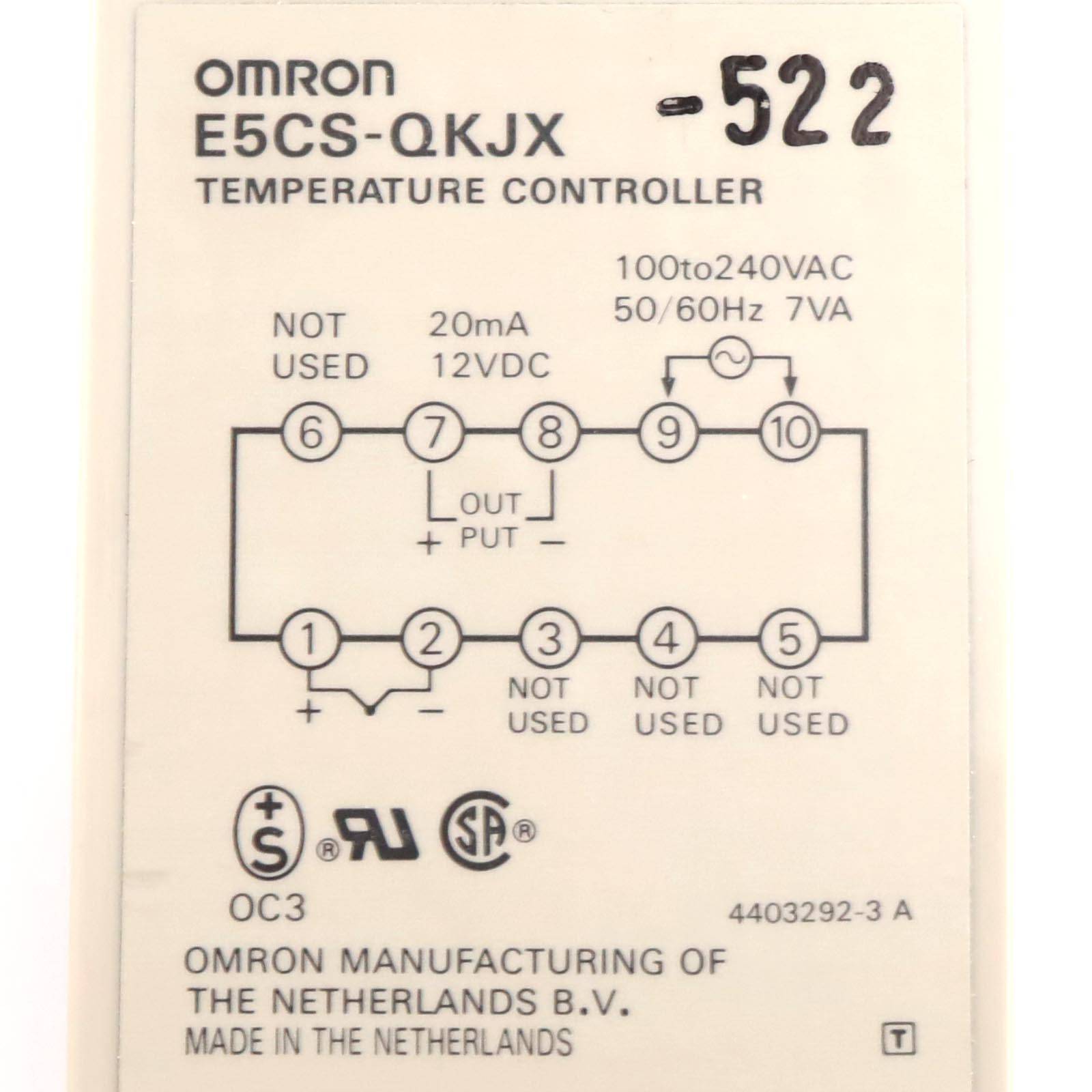 Omron Temperature Controller E5CS-QKJX-522 OVP-1