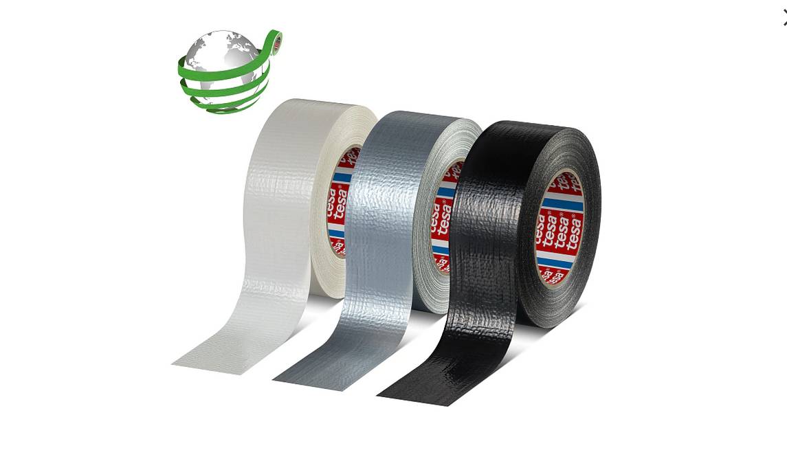 tesa 60462 Duct Tape mit recyceltem Träger, 50m x 100mm, silber-grau-0