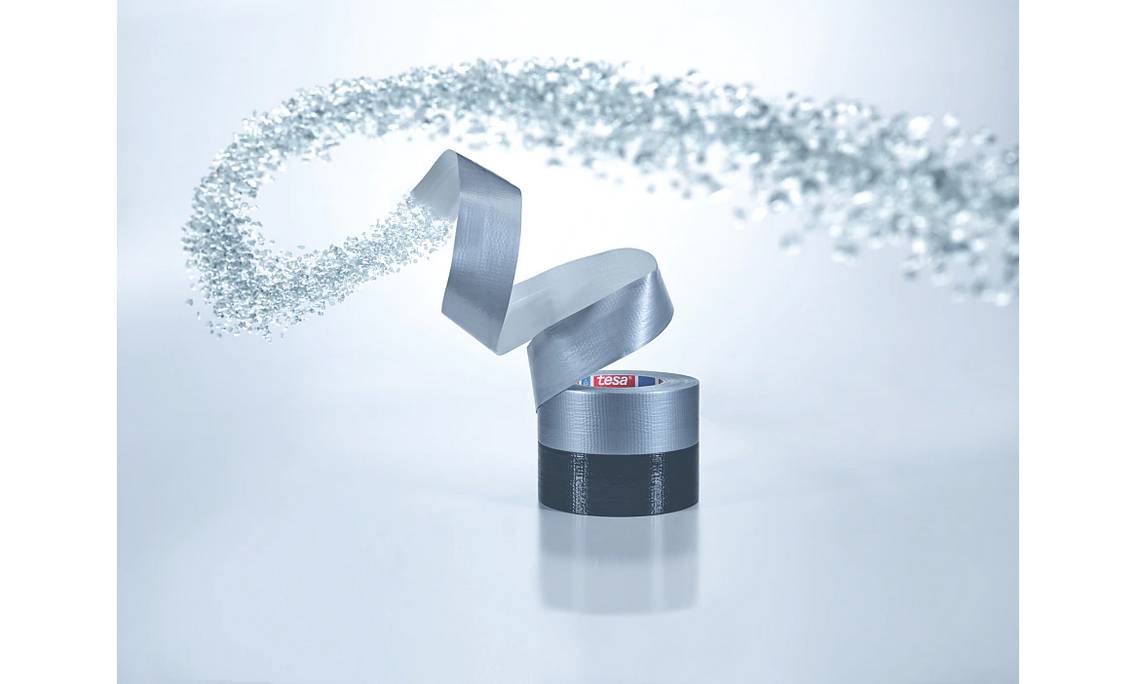 tesa 60462 Duct Tape mit recyceltem Träger, 50m x 100mm, silber-grau-1