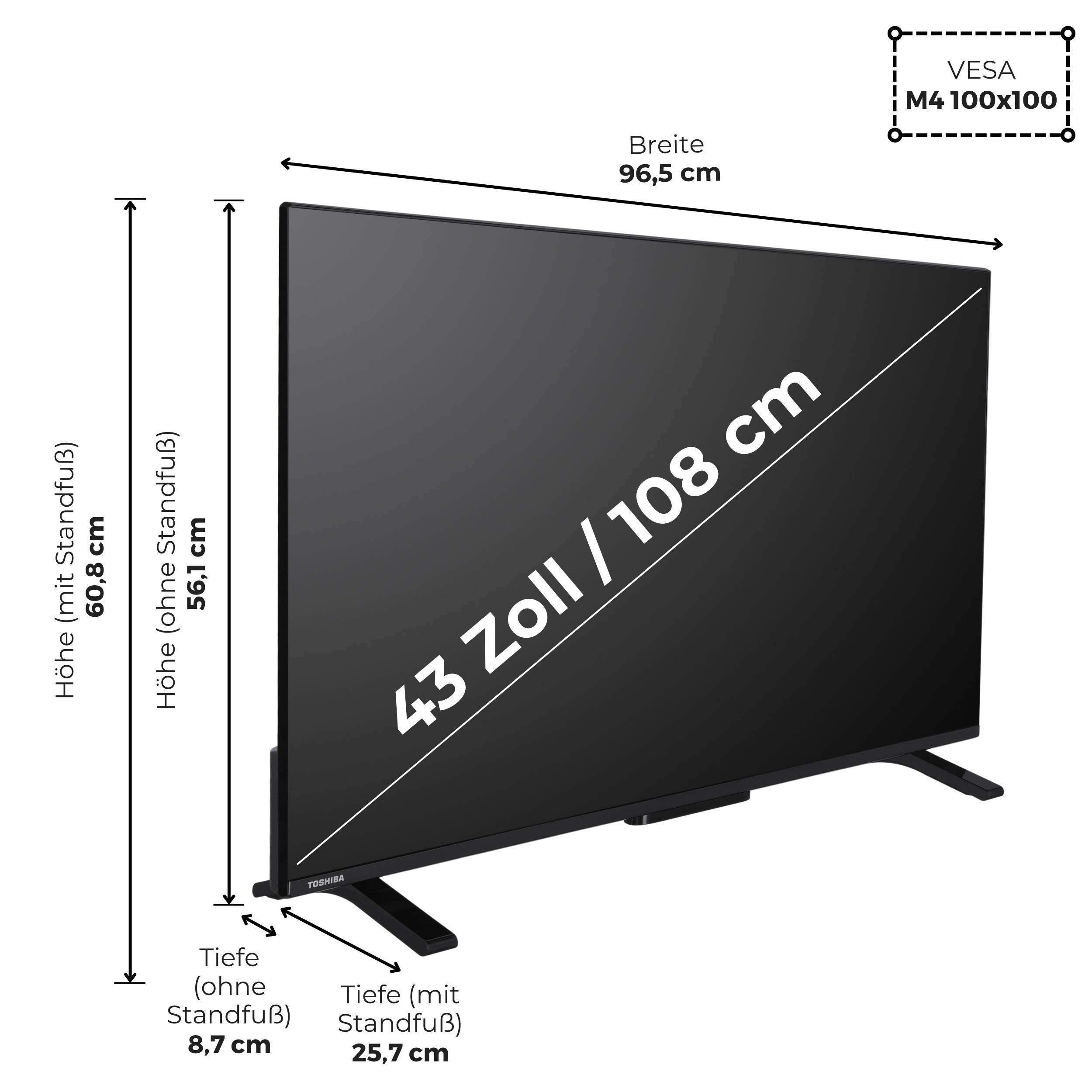 Toshiba 43UV2363DA Fernseher 43 Zoll Smart TV VIDAA 4K UHD, HDR, Triple-Tuner, LED TV (2026)-2