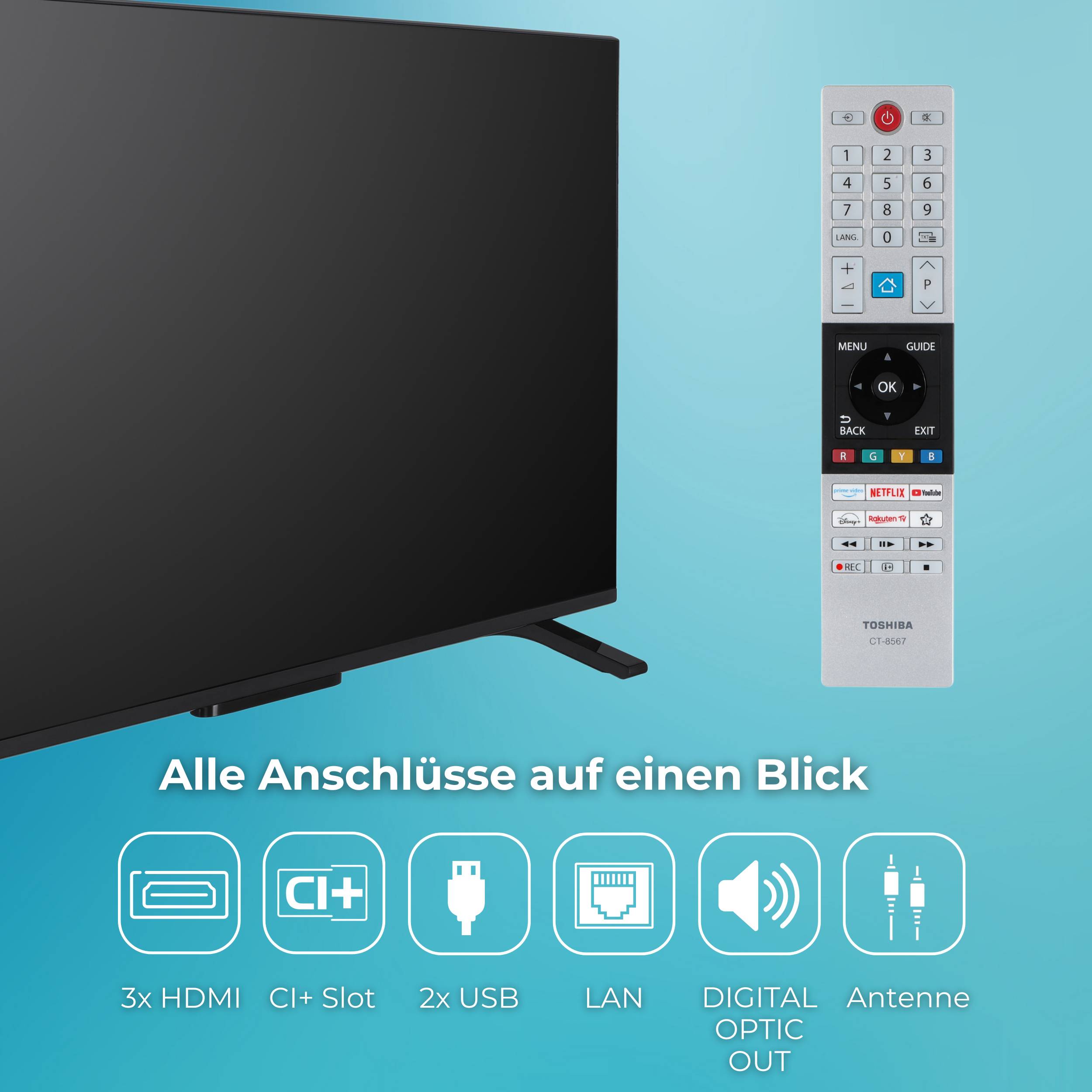 Toshiba 43UV2363DA Fernseher 43 Zoll Smart TV VIDAA 4K UHD, HDR, Triple-Tuner, LED TV (2026)-3