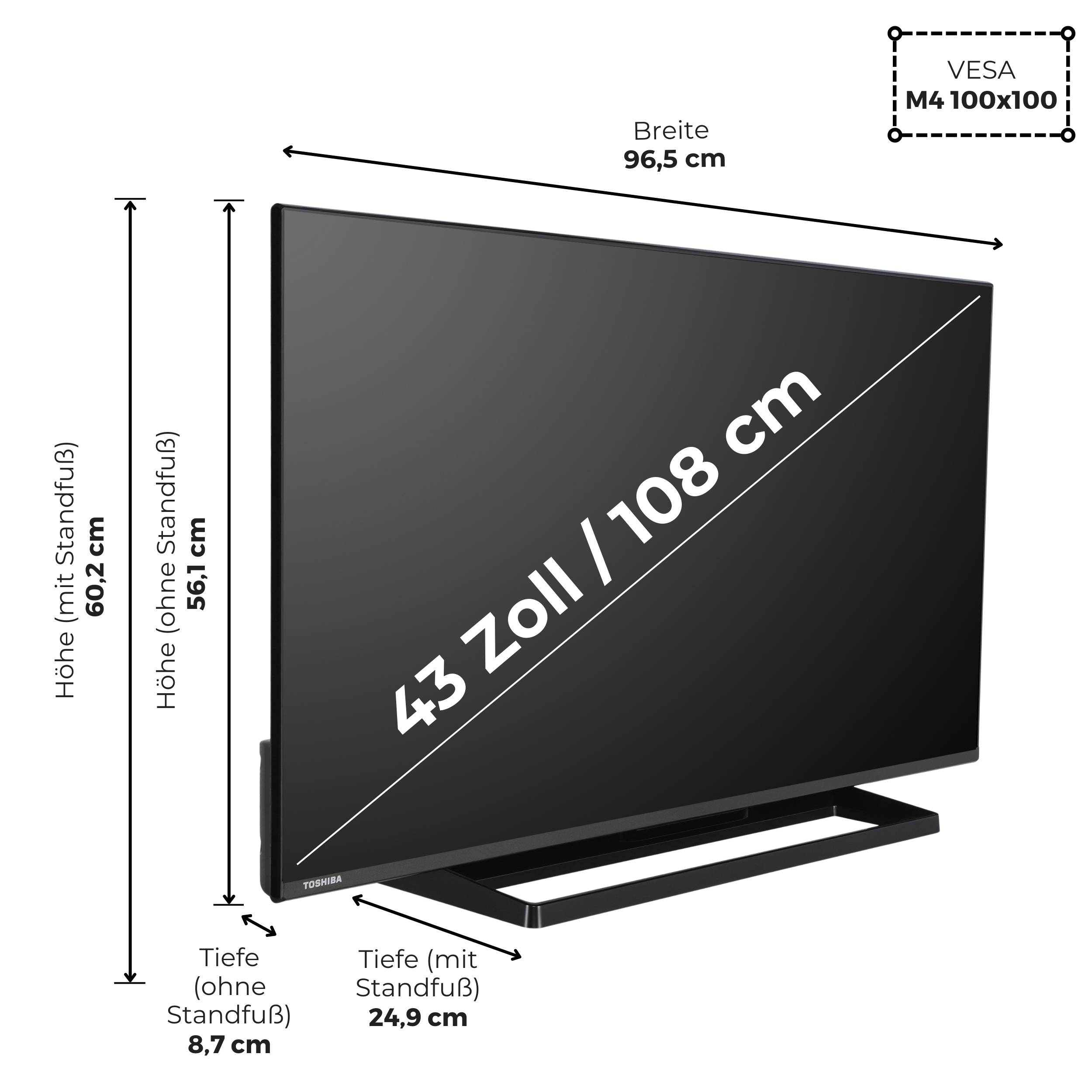 Toshiba 43UV3363DA Fernseher 43 Zoll Smart TV, VIDAA 4K UHD, HDR, Triple-Tuner, LED TV (2026)-2