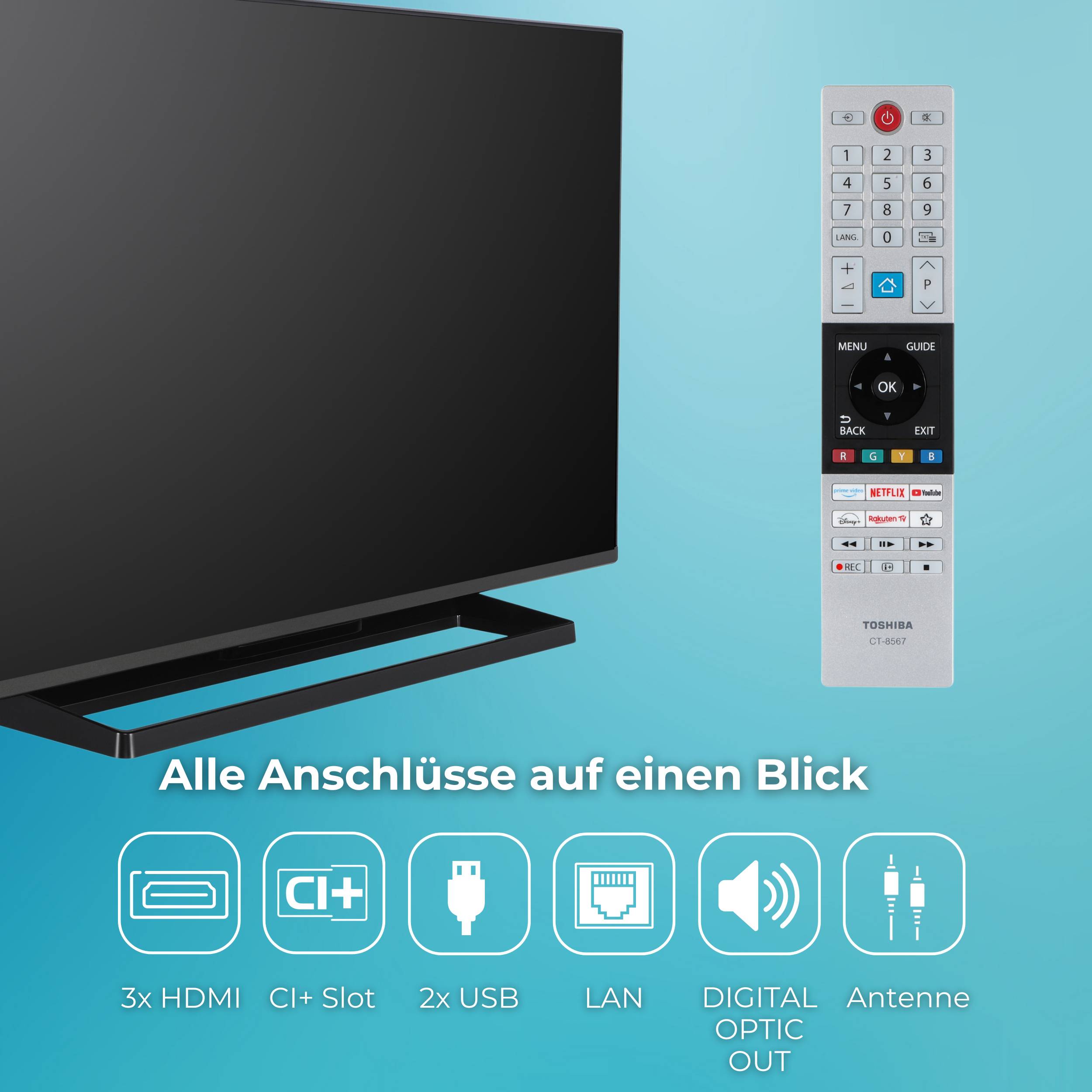 Toshiba 43UV3363DA Fernseher 43 Zoll Smart TV, VIDAA 4K UHD, HDR, Triple-Tuner, LED TV (2026)-3