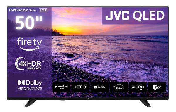 JVC LT-50VRQ3555 QLED Fernseher 50 Zoll Fire TV 4K UHD Smart TV HDR Dolby Vision Atmos, Alexa (2026)