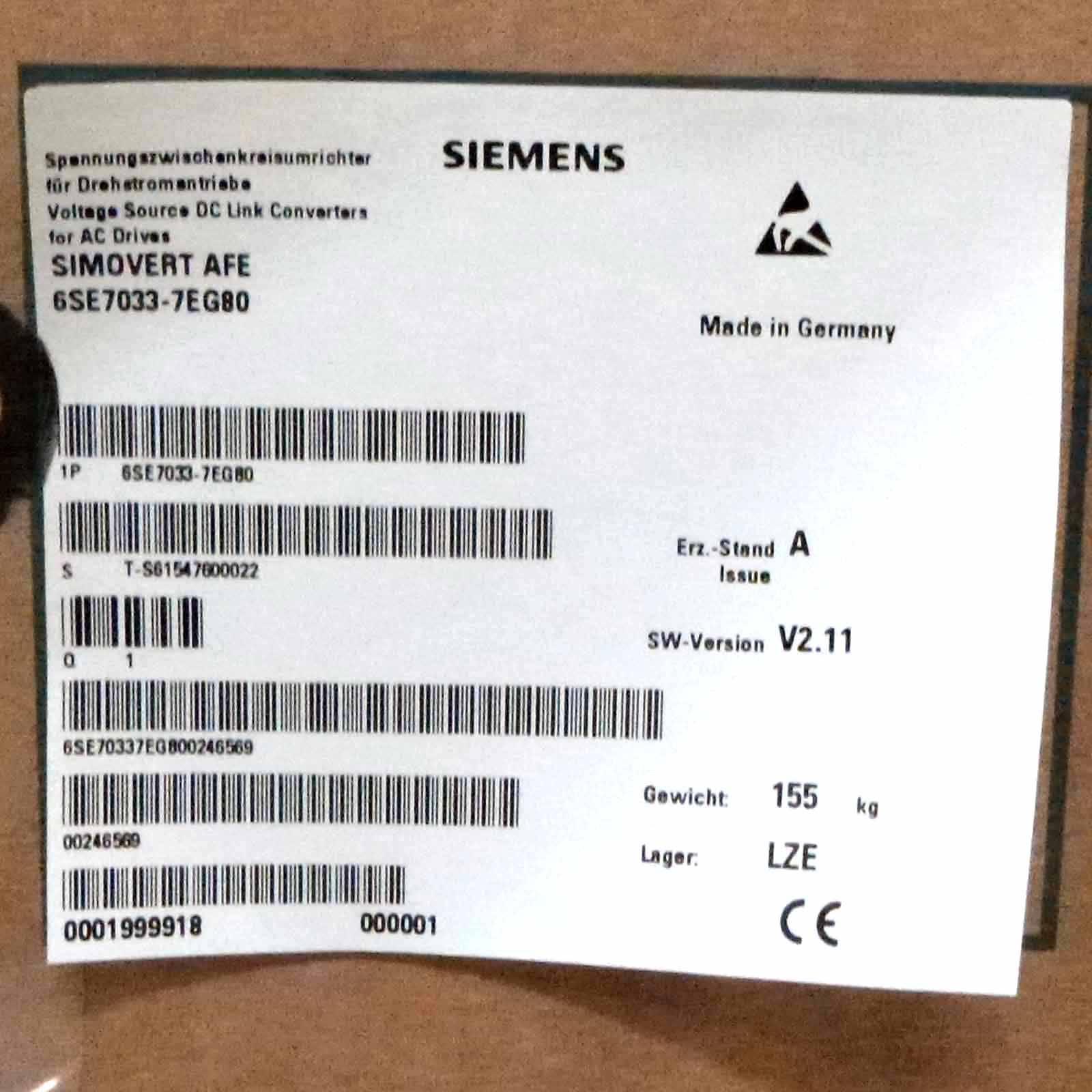 Siemens SIMOVERT AFE-Einspeise-Rückspeise- Einheit 6SE7033-7EG80 OVP-0