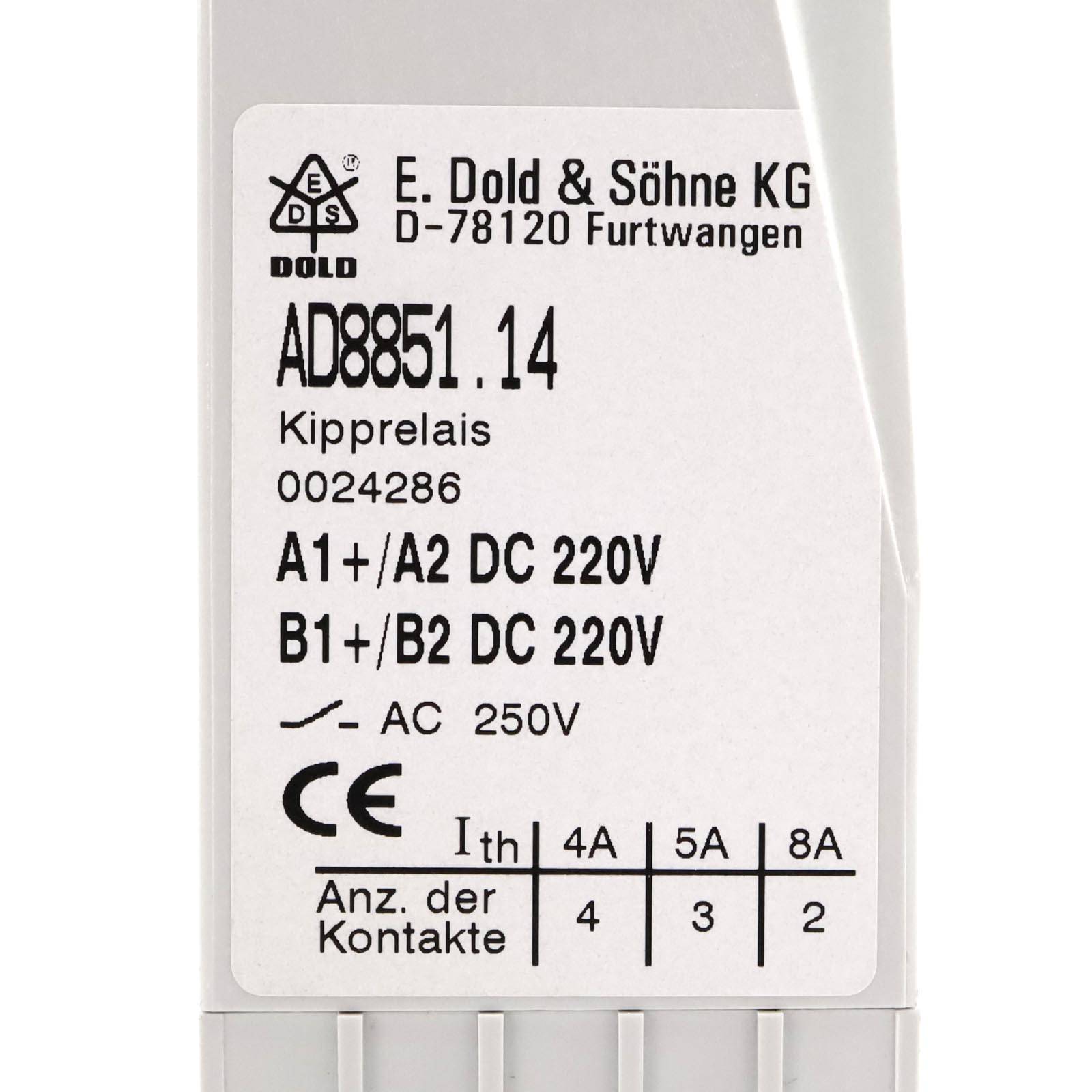 E.Dold & Söhne KG Kipprelais AD8851.14 DC220V 0024286 OVP-3