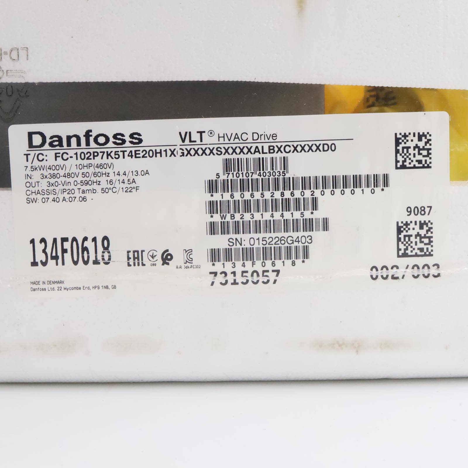 Danfoss Frequenzumrichter FC-102P7K5T4E20H1XGXXXXSXXXXALBXCXXXXD0 134F0618 OVP-1