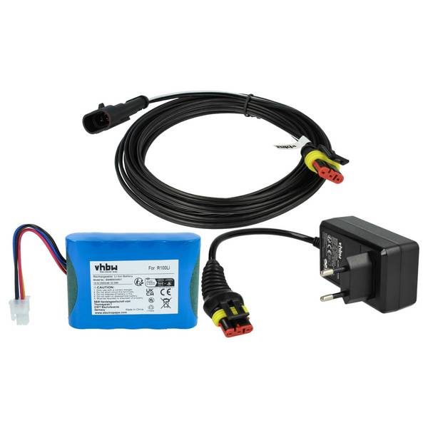 vhbw 1x Netzteil, 1x 3000 mAh Akku, 1x 5 m Niederspannungskabel kompatibel mit Gardena SILENO City, Minimo, Life, Plus