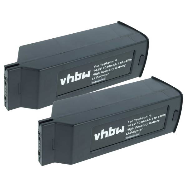 vhbw 2x Akku kompatibel mit Yuneec H480 | Typhoon H Drohne Multicopter Quadrocopter (8050 mAh, 14,8 V, Li-Polymer)