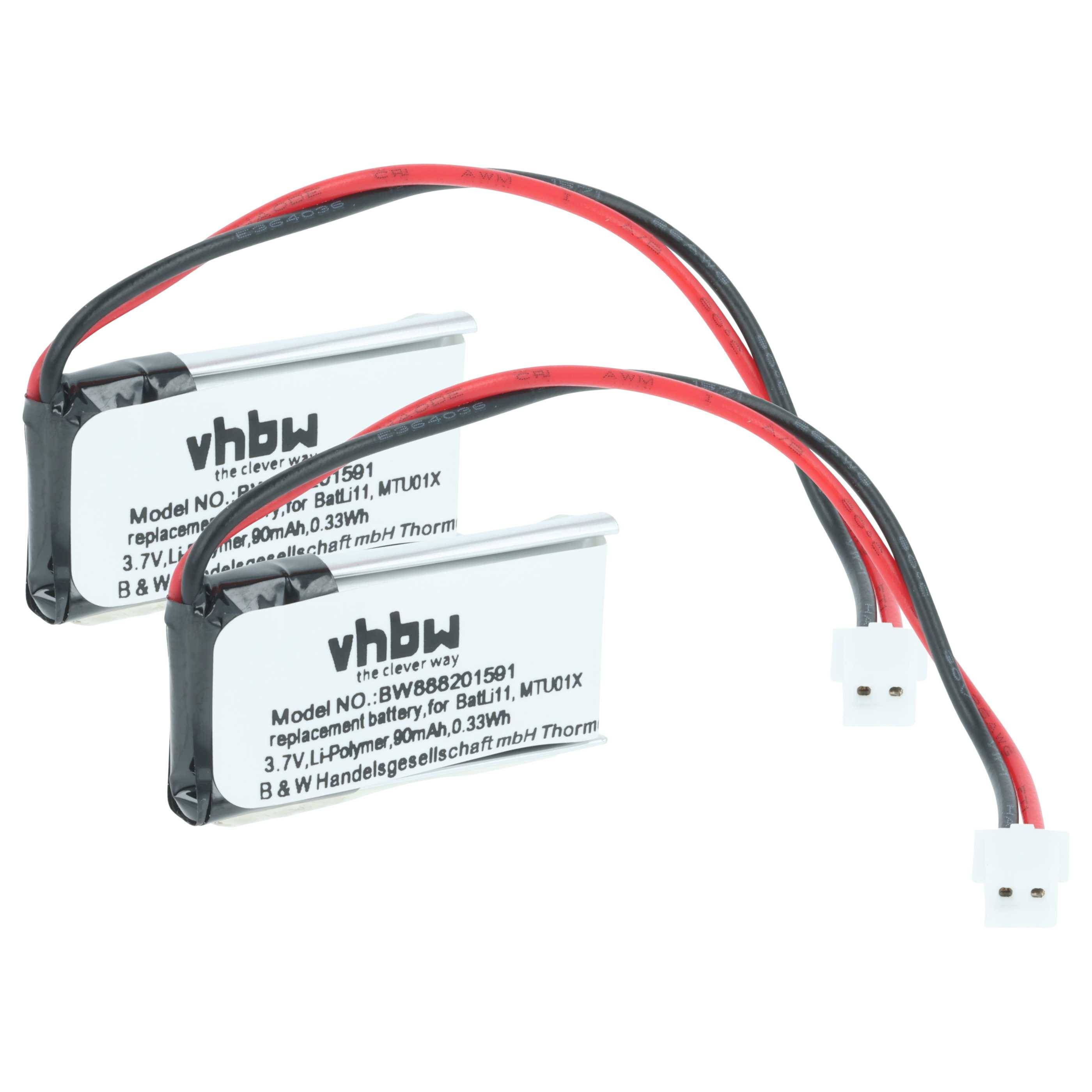 vhbw 2x Akku kompatibel mit Diagral DIAG44ACX | TF410X Alarmanlage, Alarmsystem (90 mAh, 3,7 V, Li-Polymer)-0
