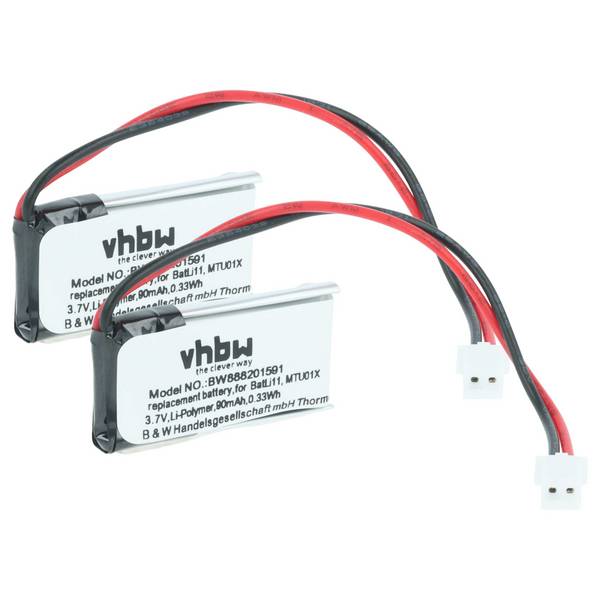 vhbw 2x Akku kompatibel mit Diagral DIAG44ACX | TF410X Alarmanlage, Alarmsystem (90 mAh, 3,7 V, Li-Polymer)