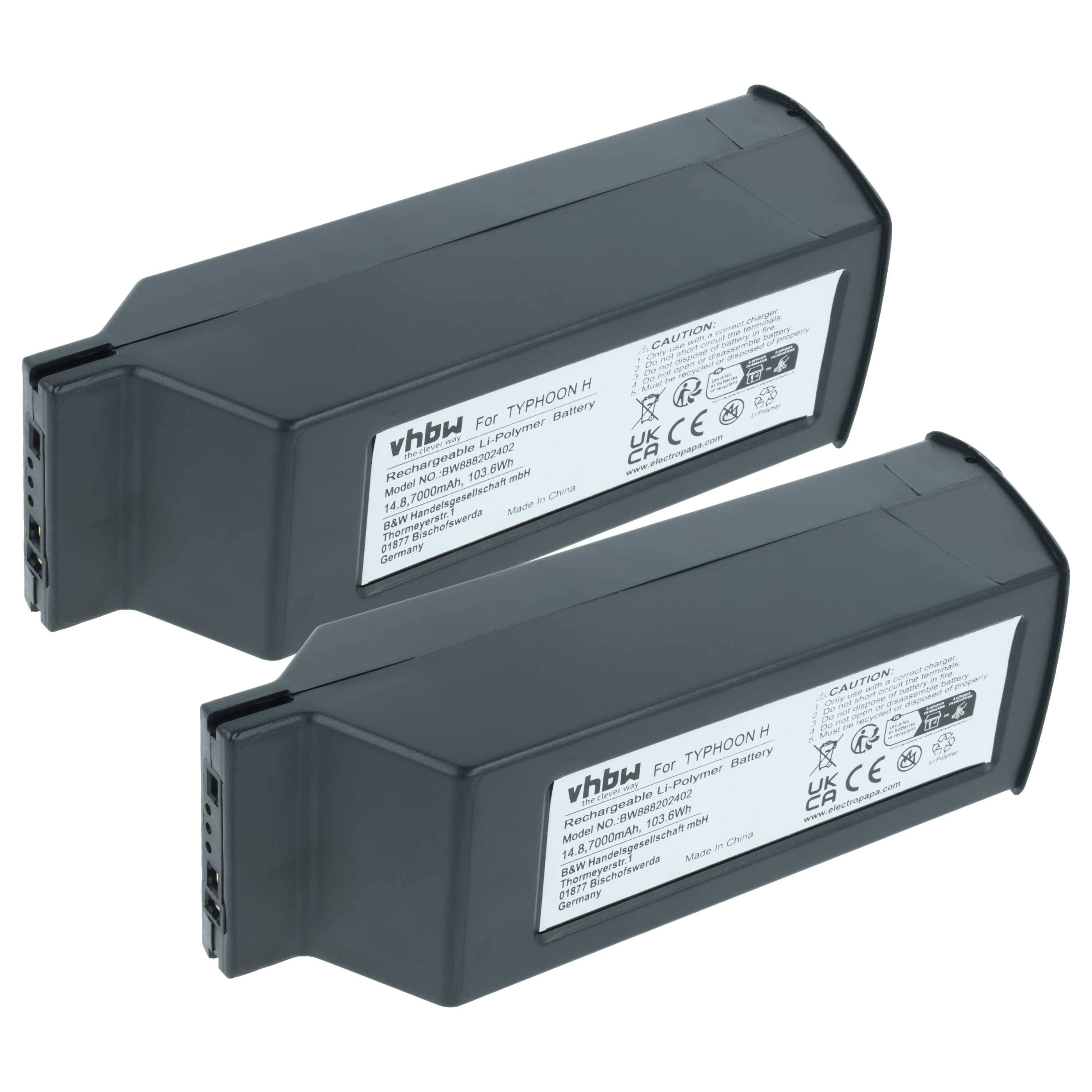 vhbw 2x Akku kompatibel mit Yuneec H480 | Typhoon H Drohne Multicopter Quadrocopter (7000 mAh, 14,8 V, Li-Polymer)-0