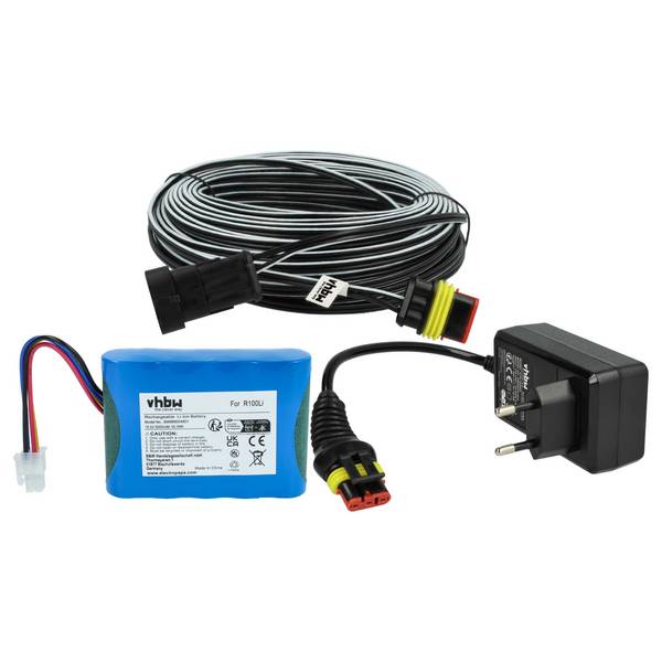 vhbw 1x Netzteil, 1x 3000 mAh Akku, 1x 30 m Niederspannungskabel kompatibel mit Gardena Sileno + R130LiC, Sileno +