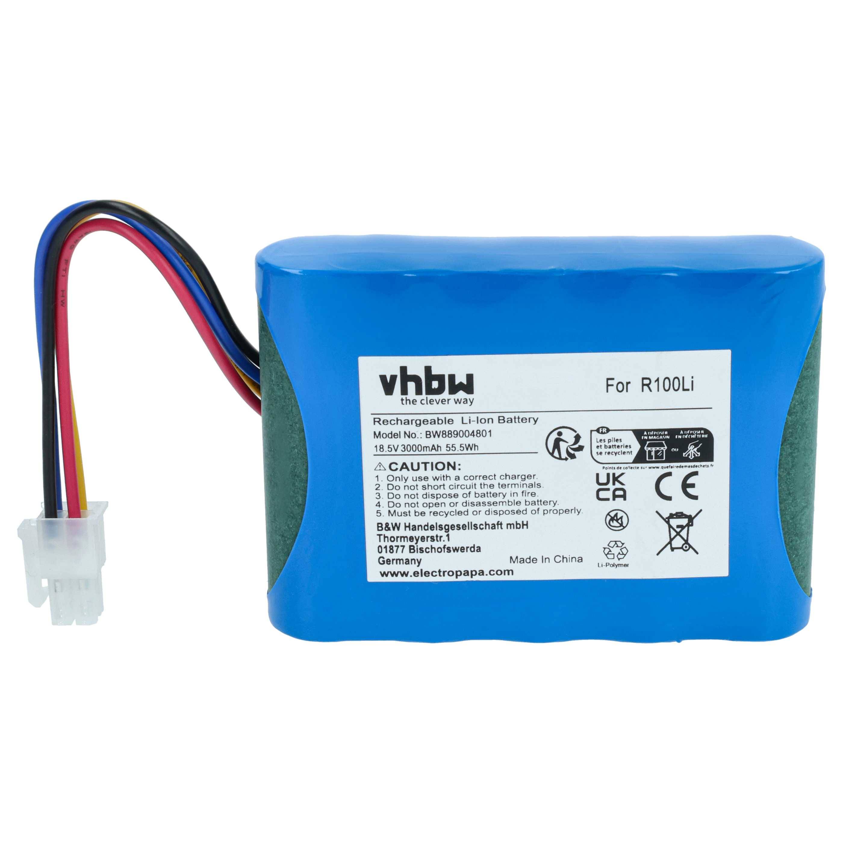 vhbw 1x Netzteil, 1x 3000 mAh Akku, 1x Niederspannungskabel Ersatz für Husqvarna 580 43 38-06, 584 82 28-01 für-1
