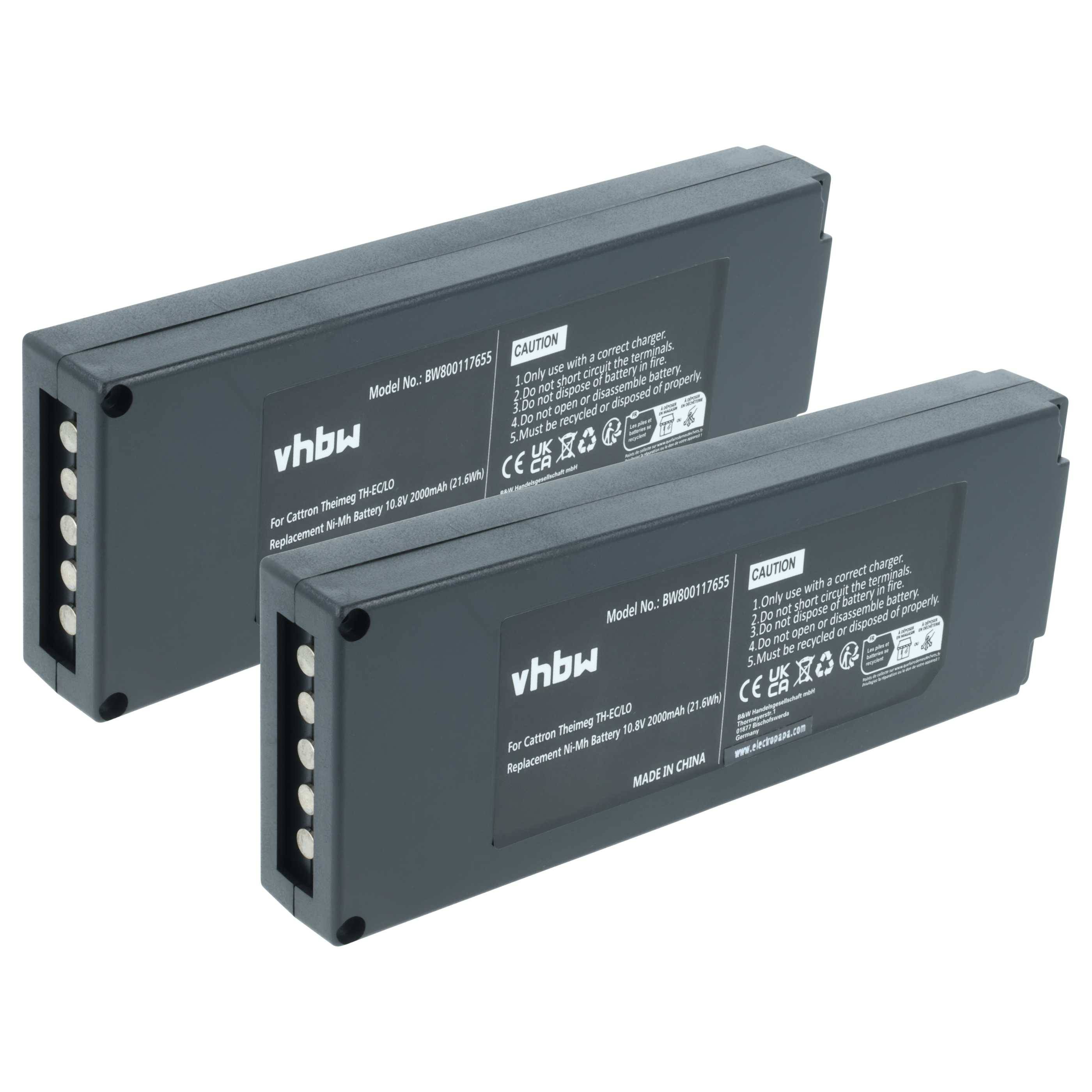 vhbw 2x Akku kompatibel mit Cattron-Theimeg TH-EC/LO Fernbedienung Remote Control (2000 mAh, 10,8 V, NiMH)-0