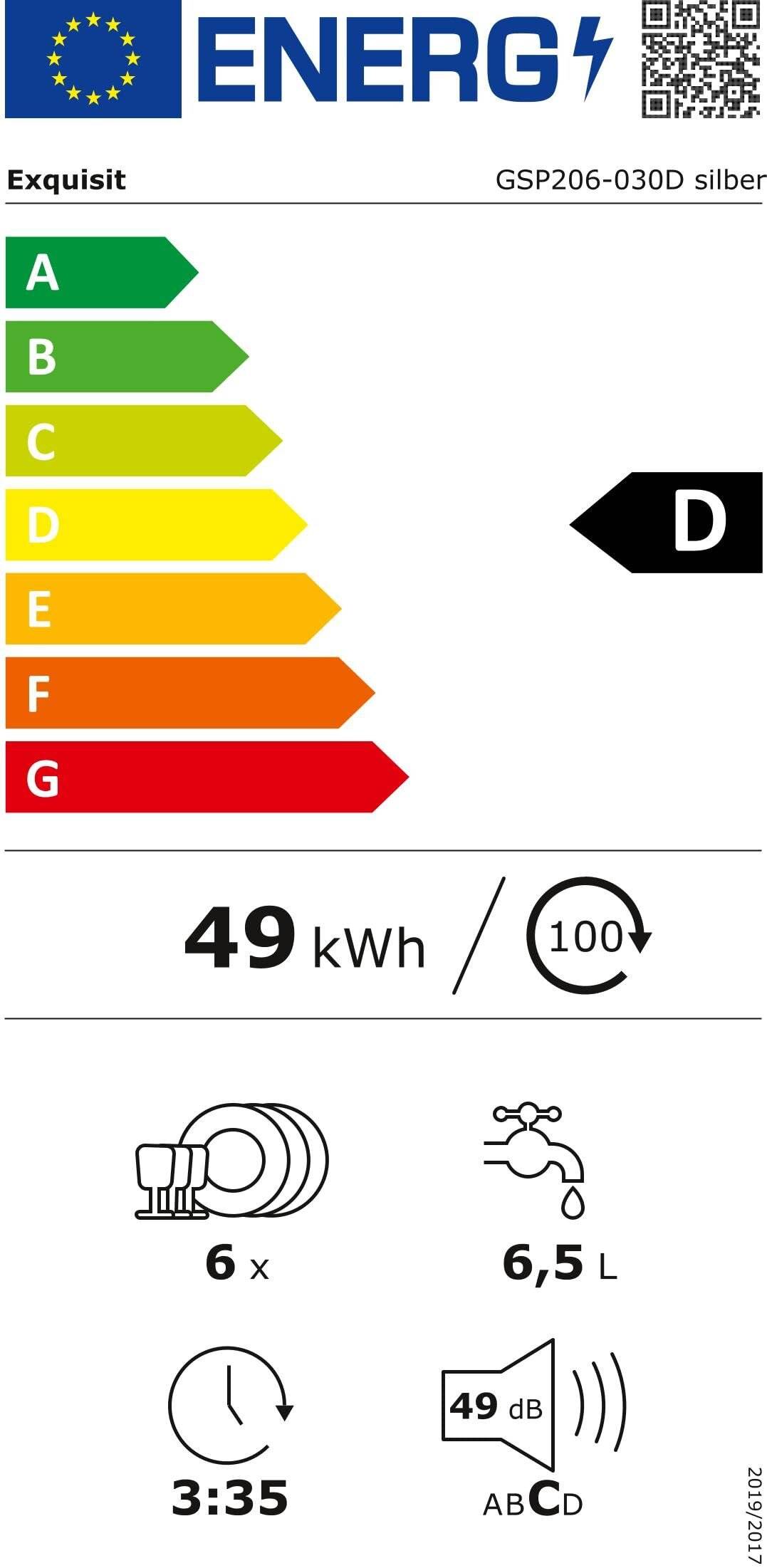 Exquisit Tischgeschirrspüler GSP206-030D silber | Spülmaschine 55 cm freistehend | Kleiner-0
