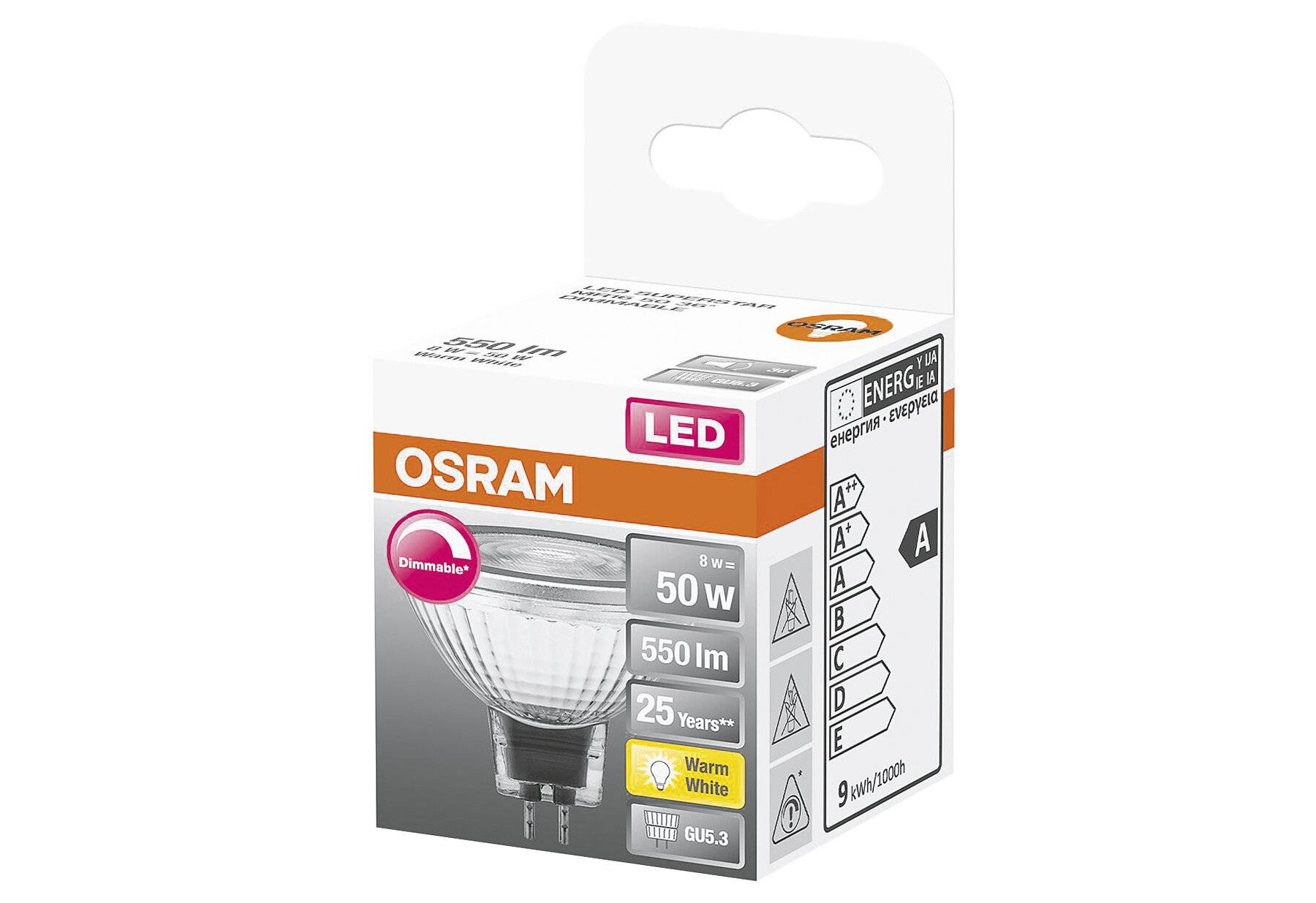 OSRAM HOMELIGHTING 4058075433724 LED EEK E (A - G) GU5.3 Reflektor 6.1 W = 50 W Warmweiß (Ø x L) 50 mm x 42 mm 1 St.-4