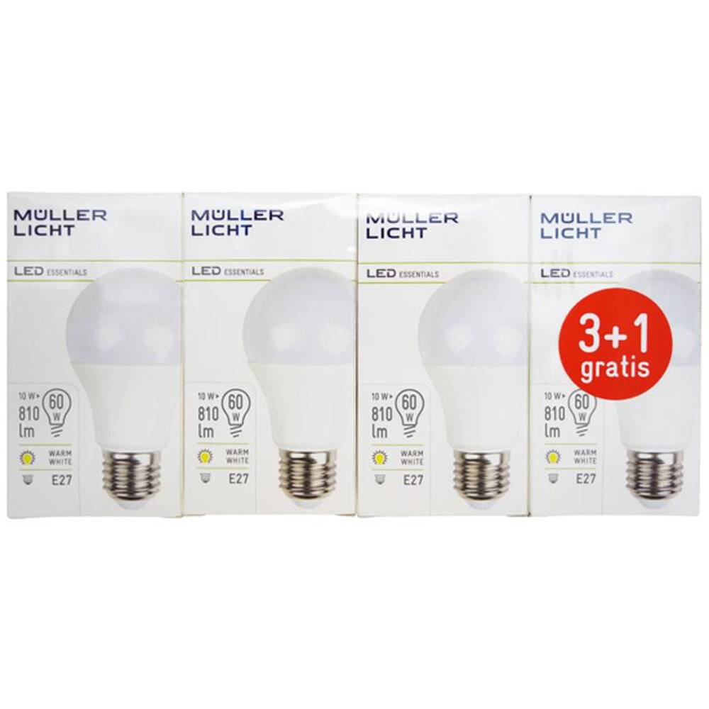 Müller-Licht LED-Lampe 3+1 Pack Birnenform 9W 230V E27 806lm 200° 2700K warmweiß-2