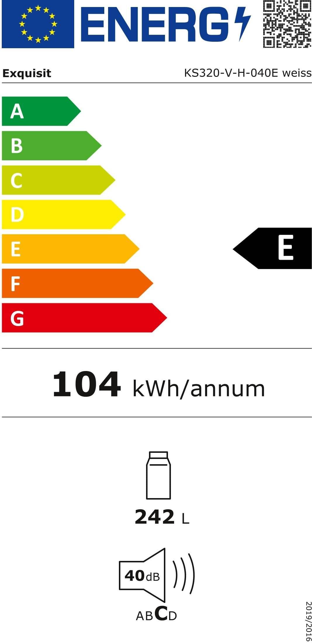 Exquisit Kühlschrank KS320-V-H-040E Weiss | 242 L Nutzinhalt | LED-Licht | Türanschlag-0