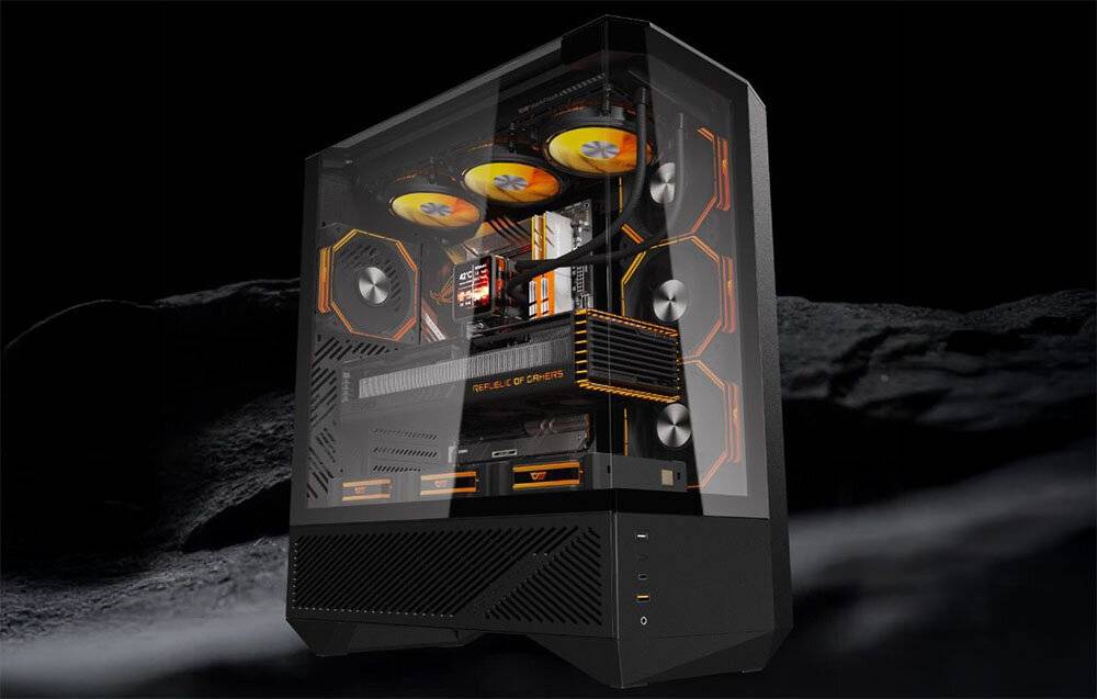 Darkflash DY460 Computergehäuse (schwarz) + 4 ARGB-Lüfter-3