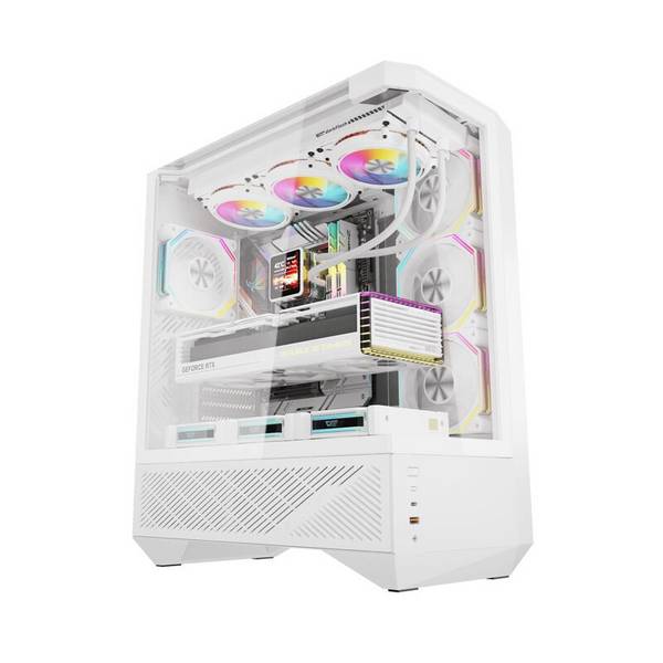 Darkflash DY460 Computergehäuse (weiß) + 4 ARGB-Lüfter