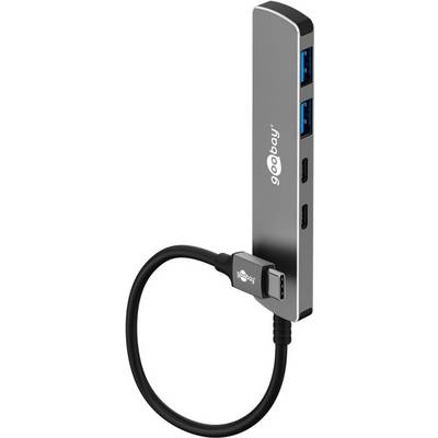 Goobay 74159 USB-C Adapter Multiport Slim USB-C Hub auf 2x USB-C & 2x USB-A, 4 Ports, 5Gbit/s, Aluminium-0