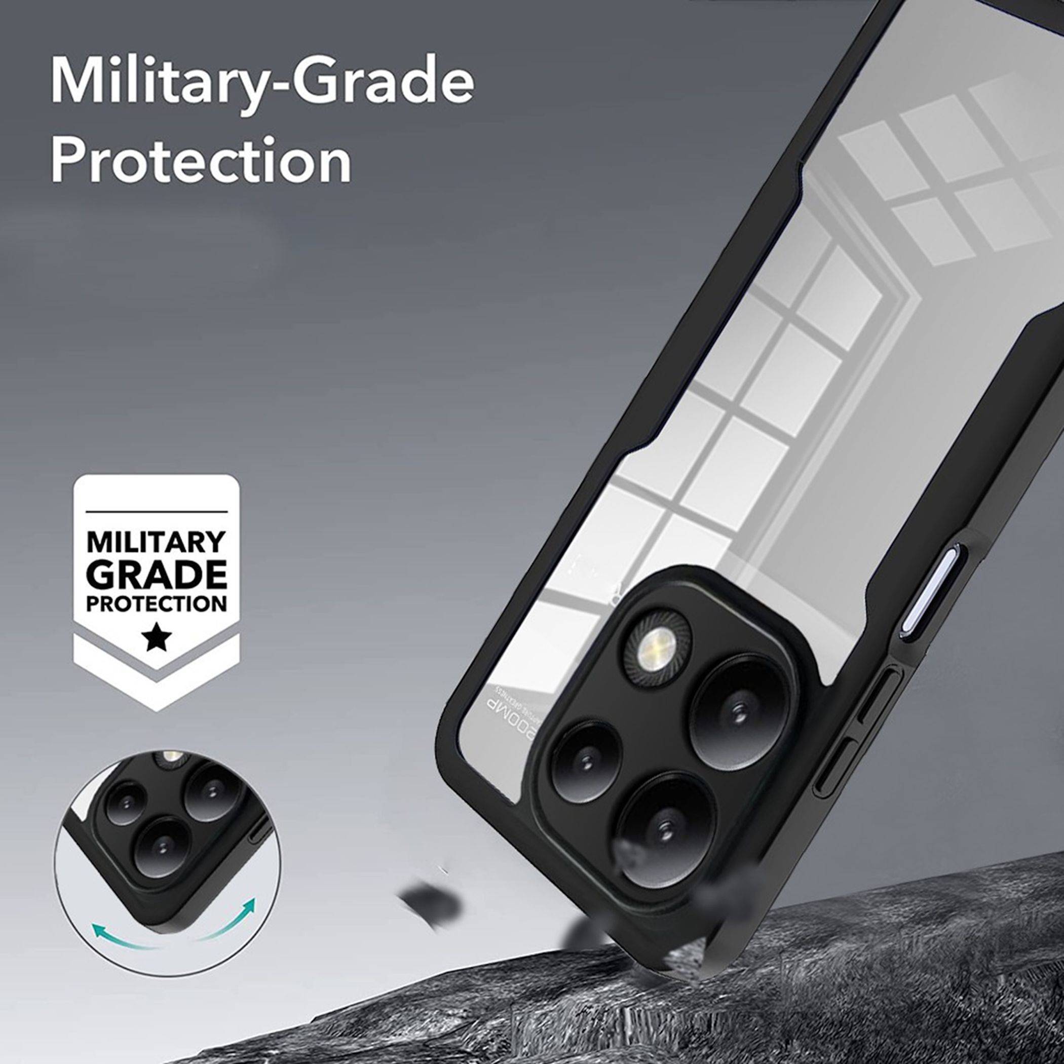 360 Grad Handyhülle für Xiaomi 17 mit Display & Kameraschutz Bumper Schwarz-1