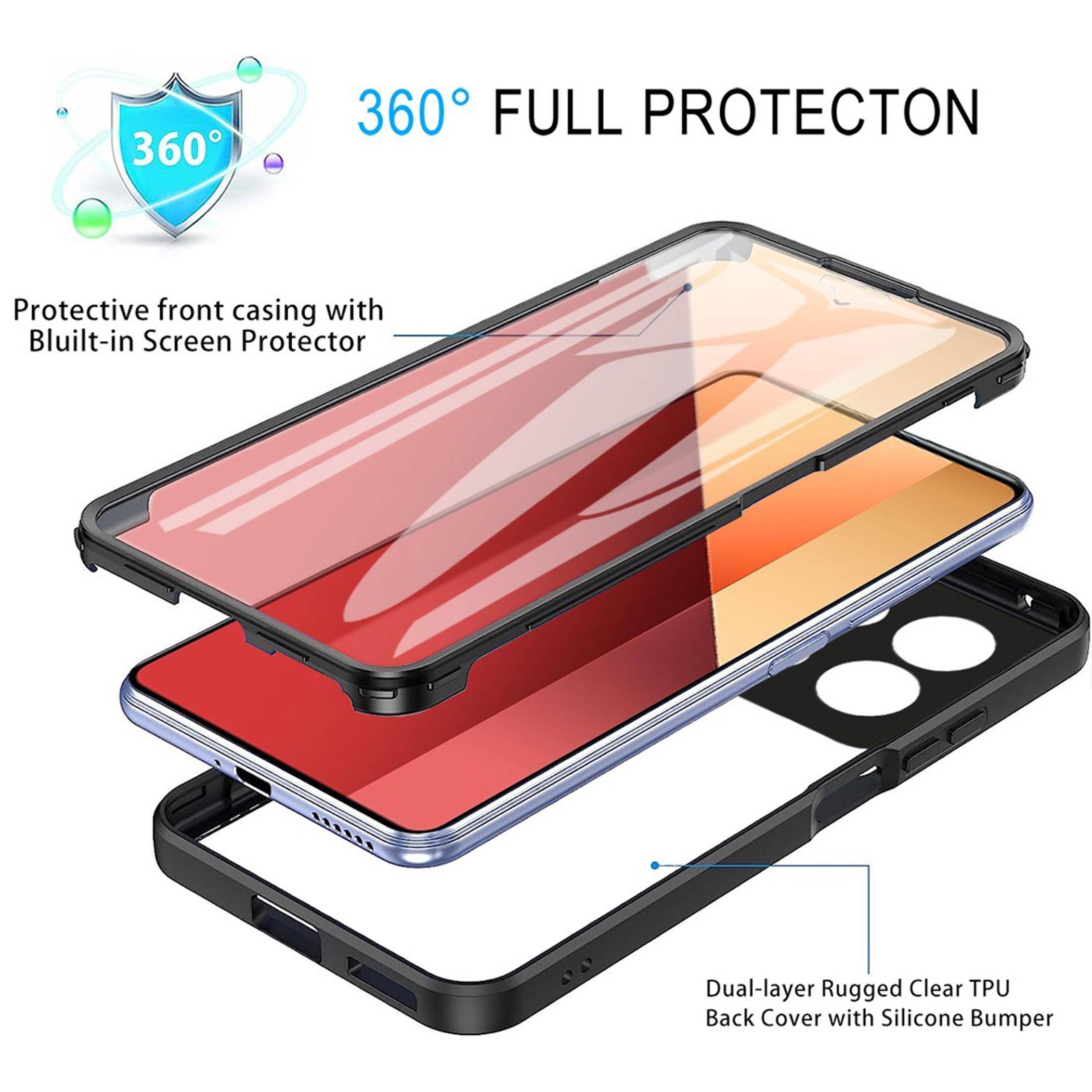 360 Grad Handyhülle für Xiaomi 17 mit Display & Kameraschutz Bumper Schwarz-2