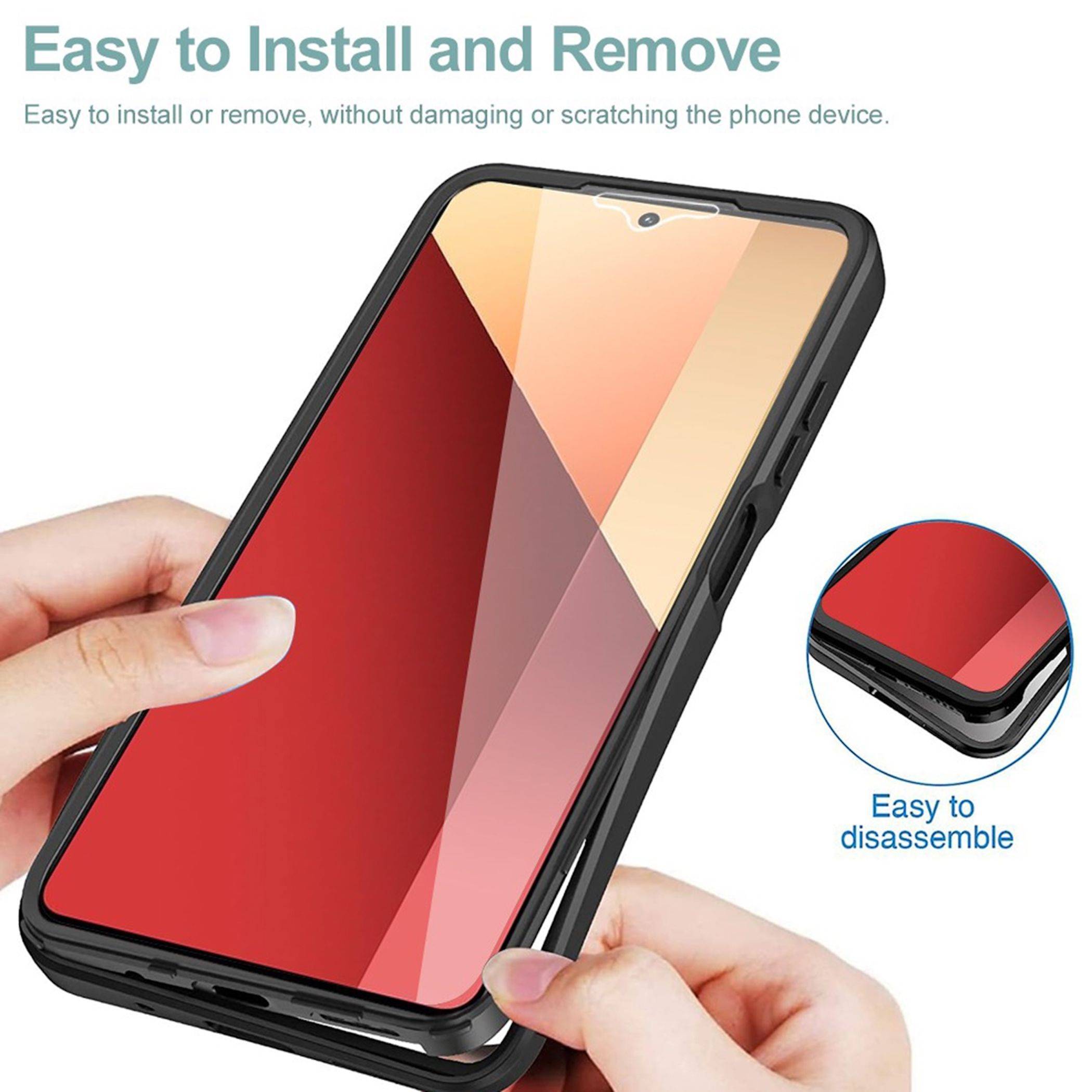 360 Grad Handyhülle für Xiaomi 17 mit Display & Kameraschutz Bumper Schwarz-4